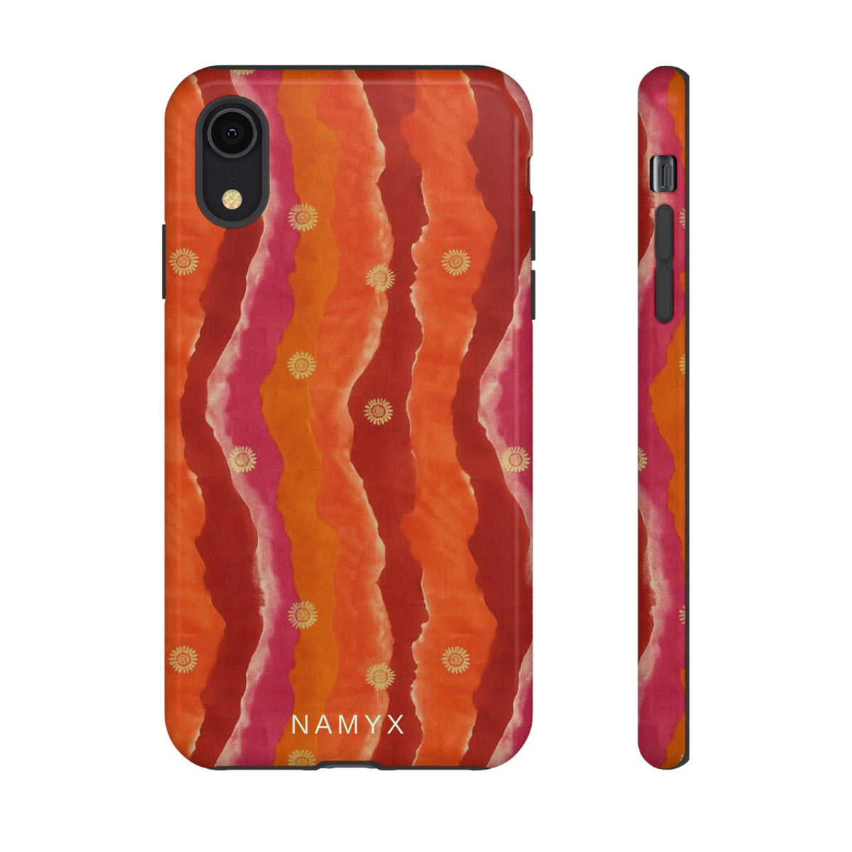 Abstract Red Waves Phone Case — Bold Orange & Pink Protective Tough Case