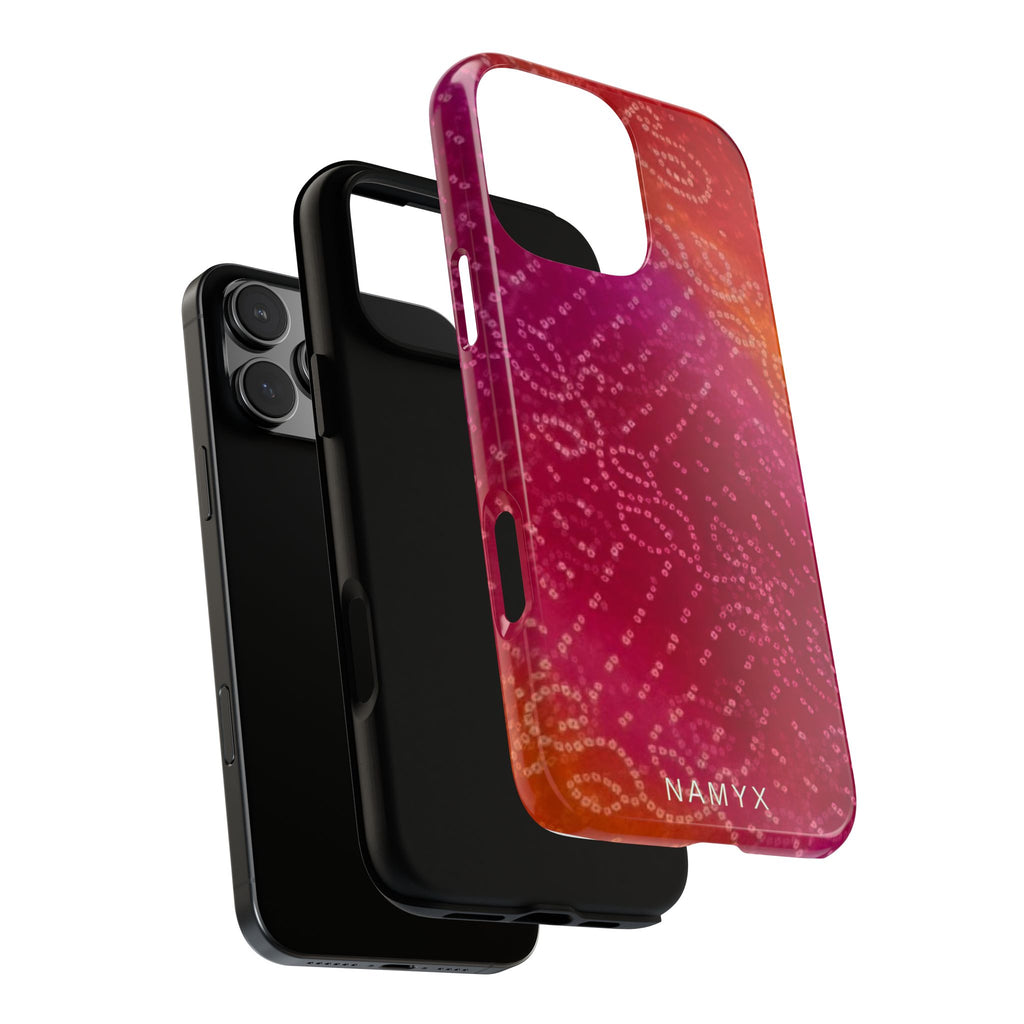 Floral Bandana Tough Case — Protective Phone Case with Pink Orange Paisley Design