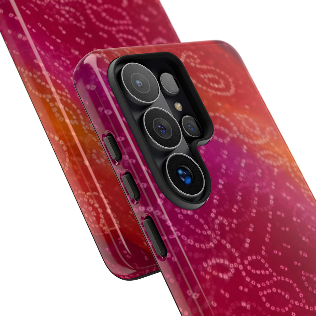 Floral Bandana Tough Case — Protective Phone Case with Pink Orange Paisley Design