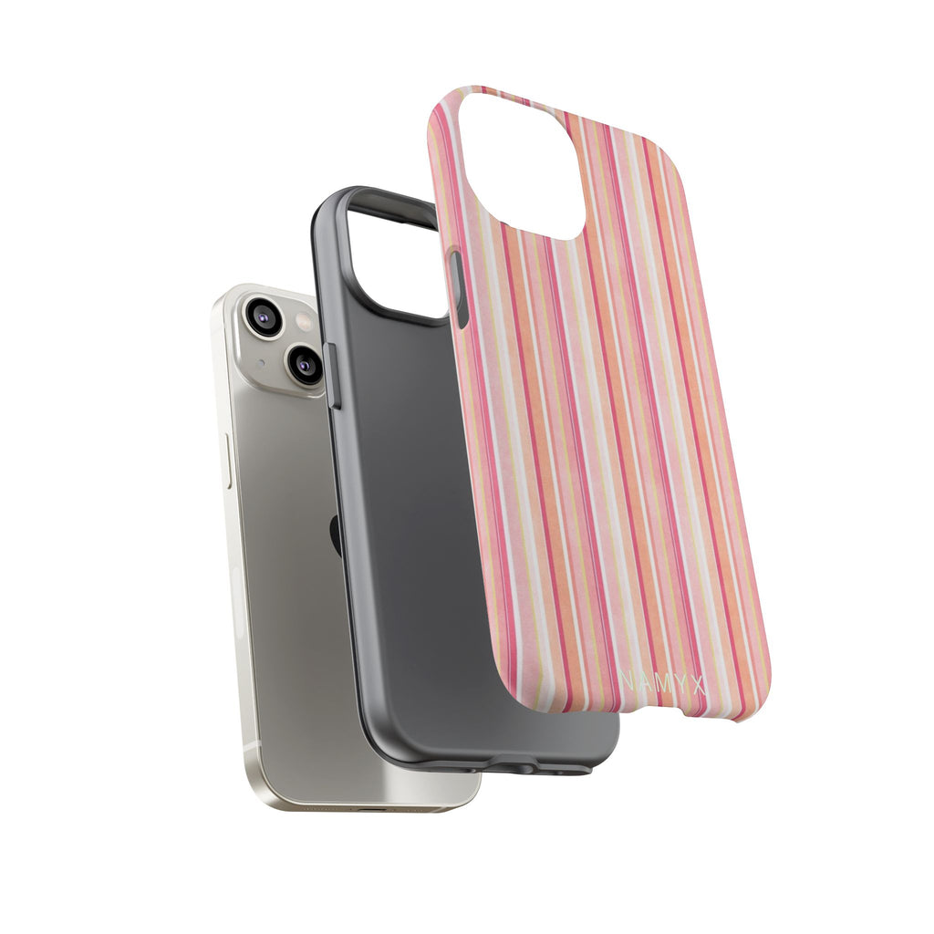 Pink Vintage Stripe Tough Phone Case