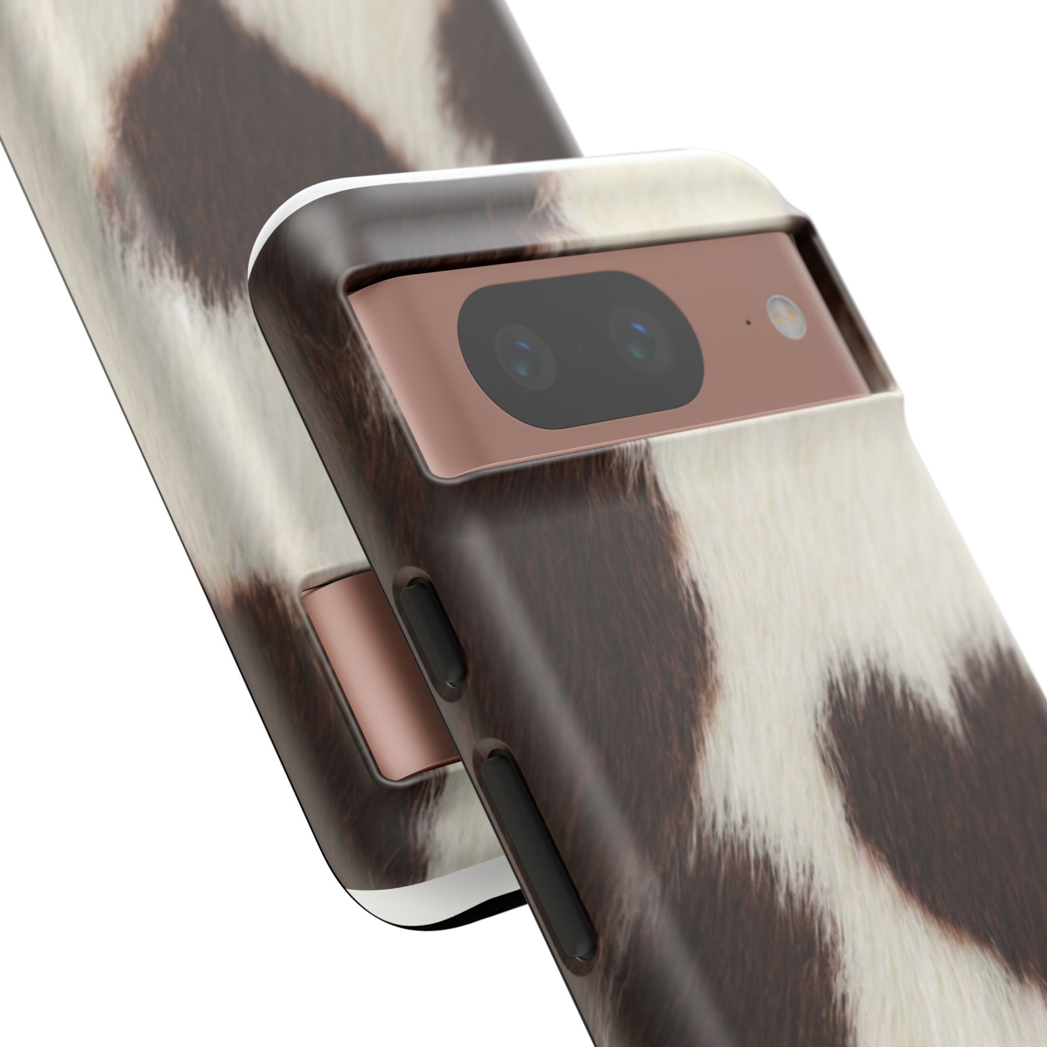 Cowhide Heart Phone Case — Cute Cow Print Protective iPhone Cover