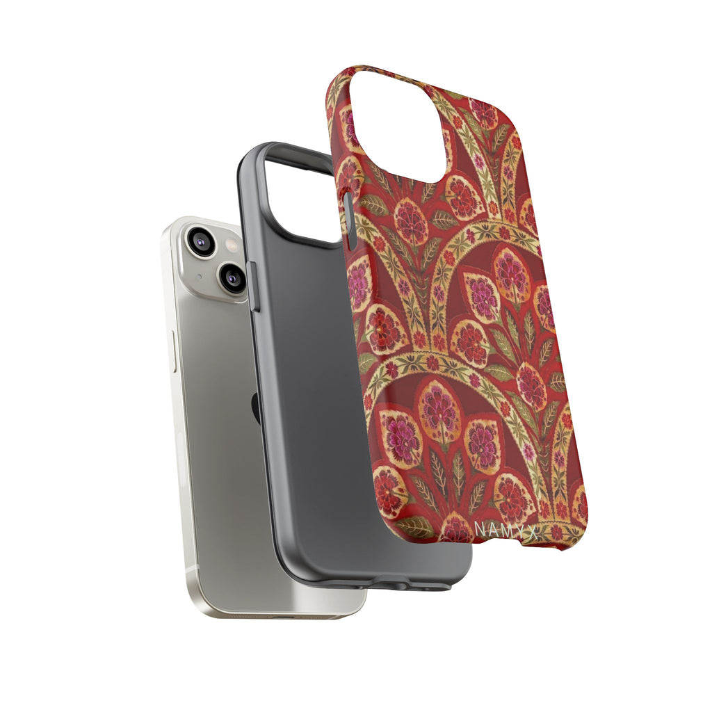 Floral Paisley Tough Phone Case — Red Gold Vintage Pattern