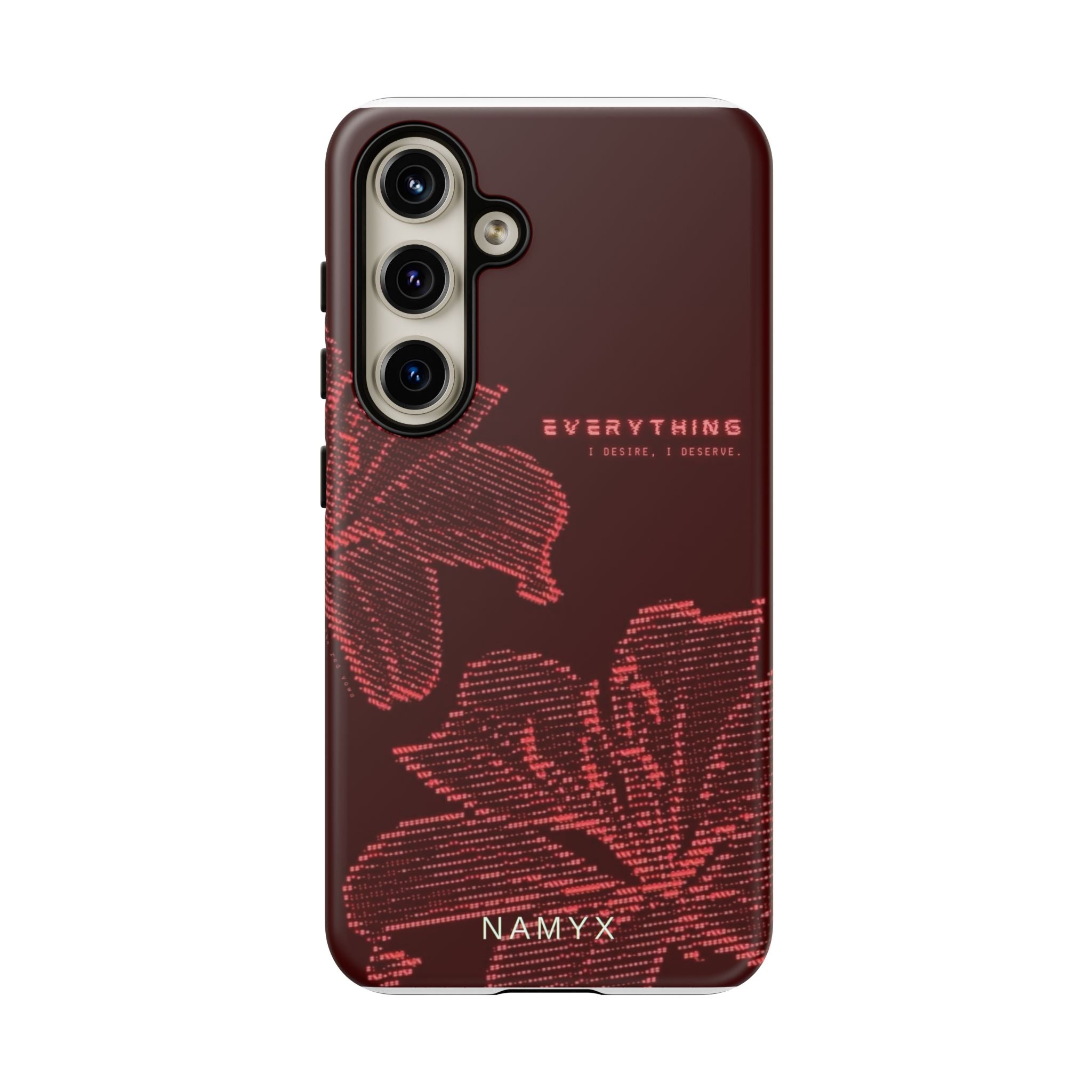 Floral Tough Phone Case — 'Everything' Burgundy Protective Cover