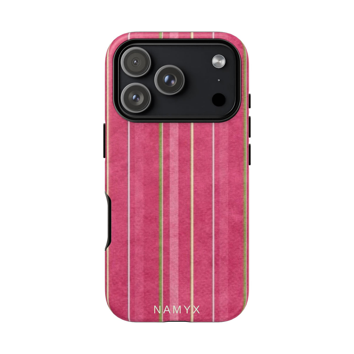 Pink Vertical Stripe Tough Phone Case — Durable Protective iPhone Cover with Subtle Vintage Stripes