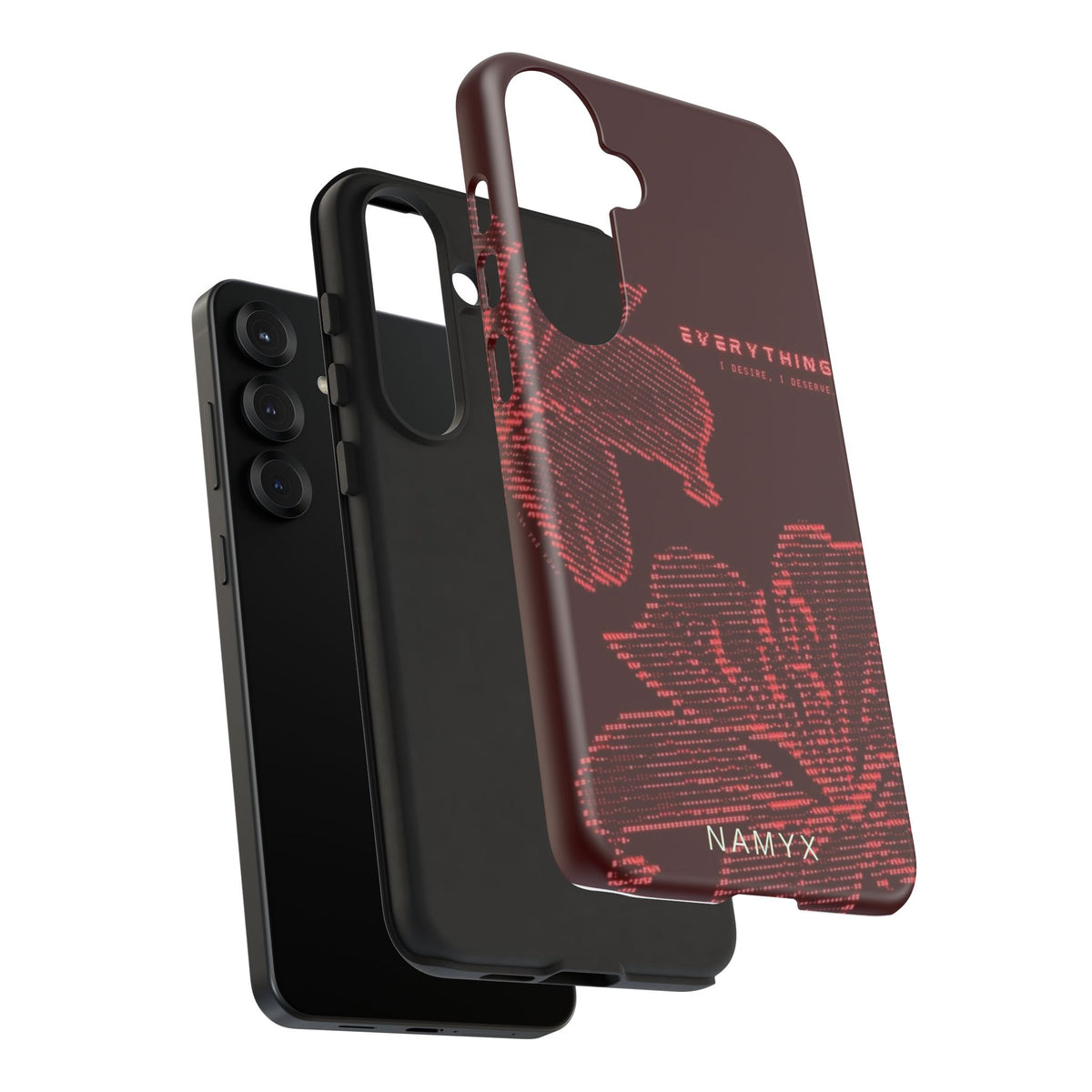 Floral Tough Phone Case — 'Everything' Burgundy Protective Cover