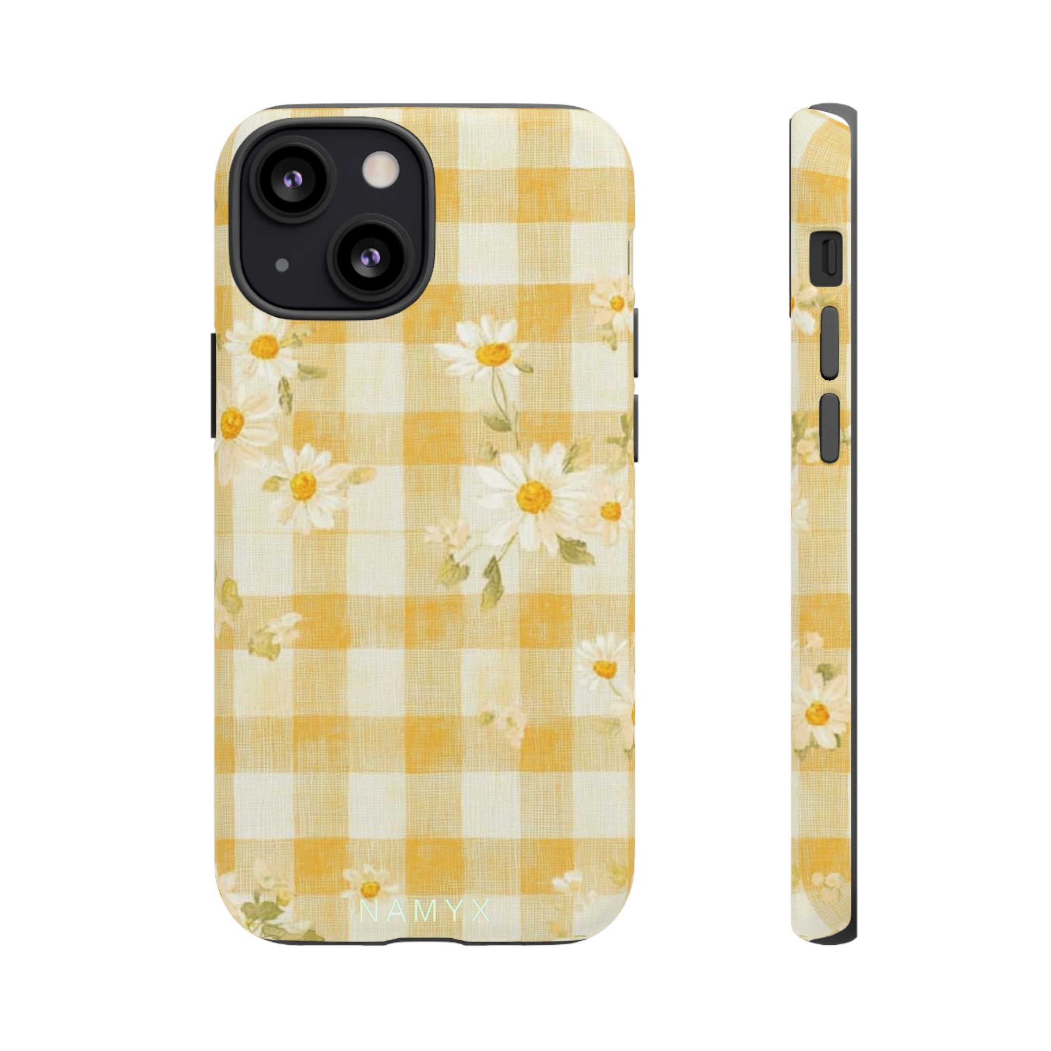 Daisy Gingham Tough Phone Case — Yellow Floral Protective Cover