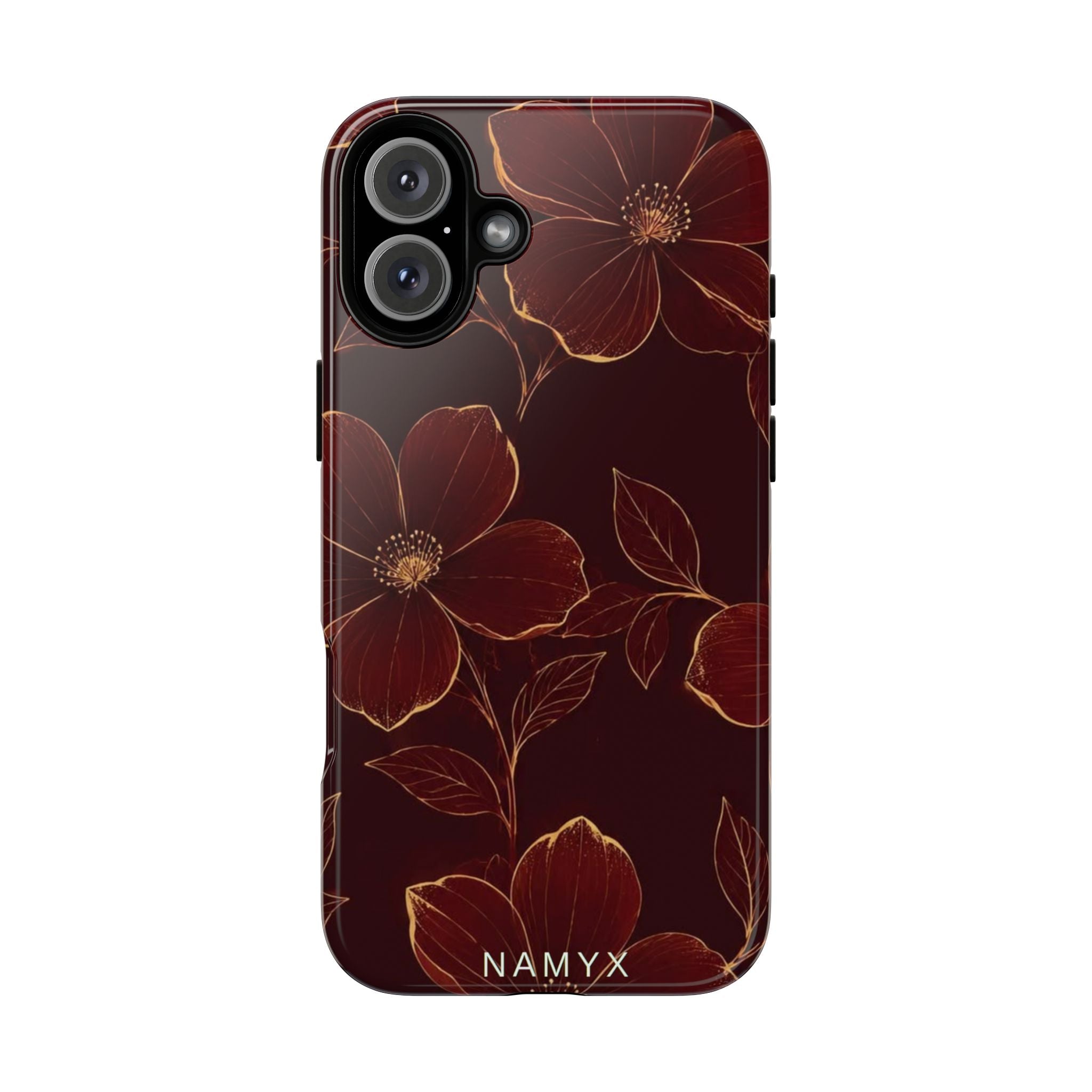 Floral Tough Case — Dark Red Botanical Phone Case