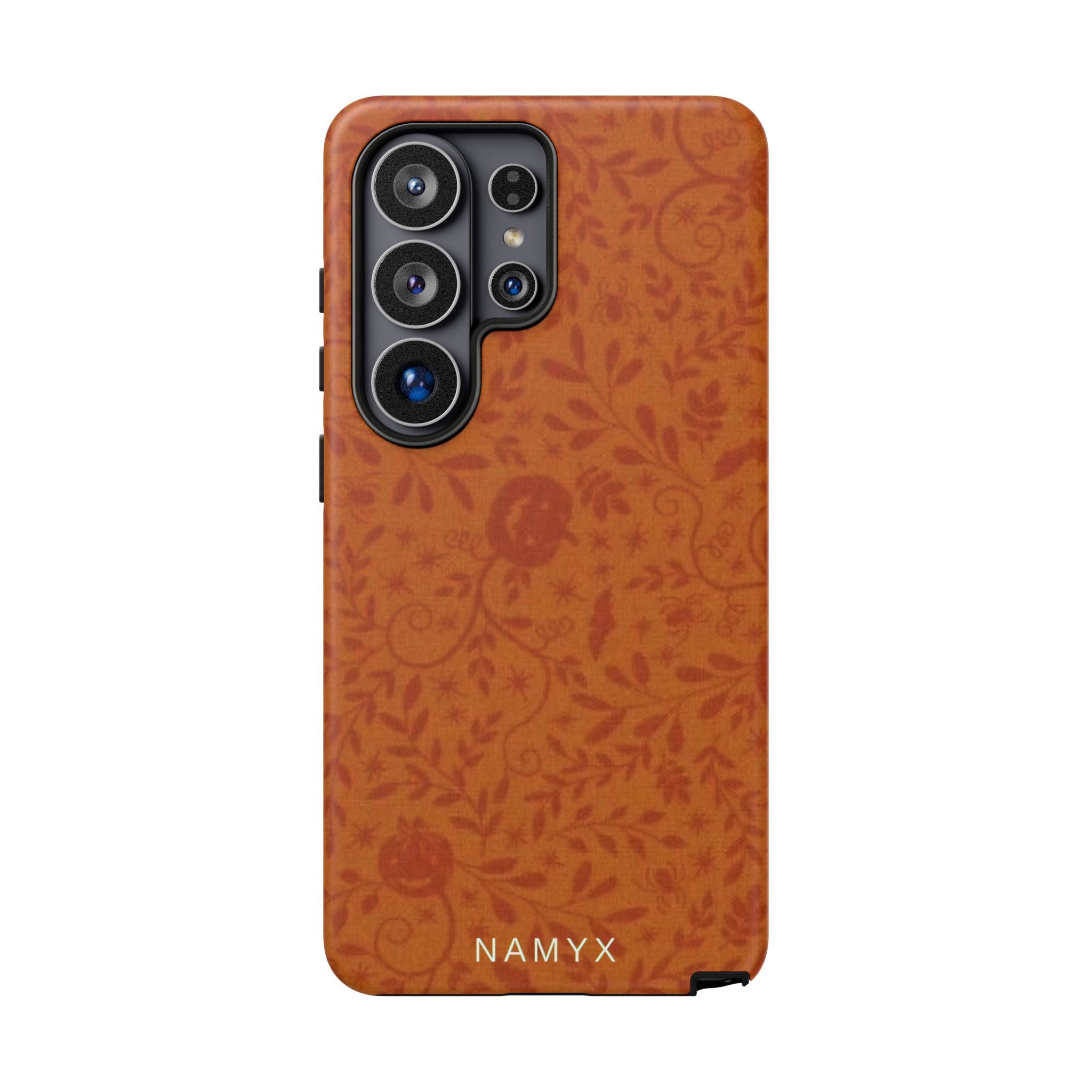 Floral Leather Phone Case — Rustic Orange Botanical Tough Case