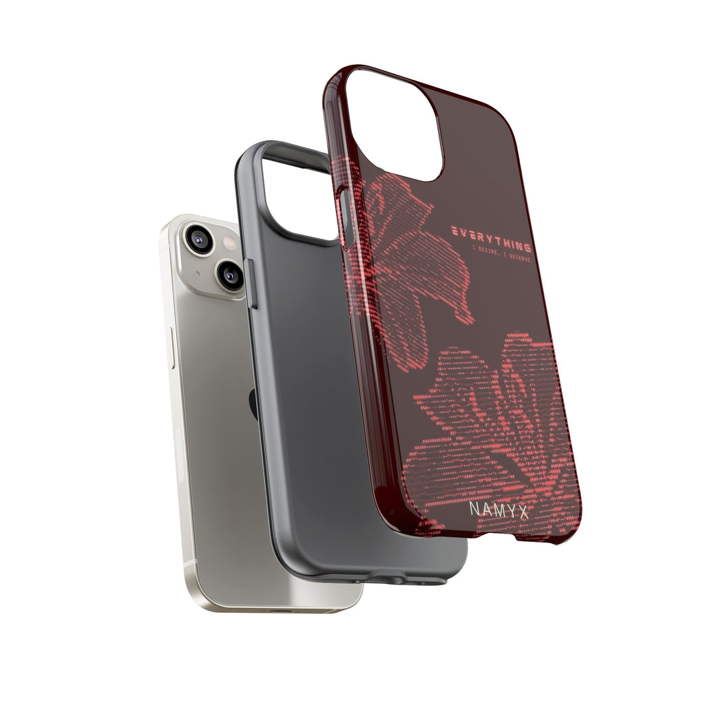 Floral Tough Phone Case — 'Everything' Burgundy Protective Cover