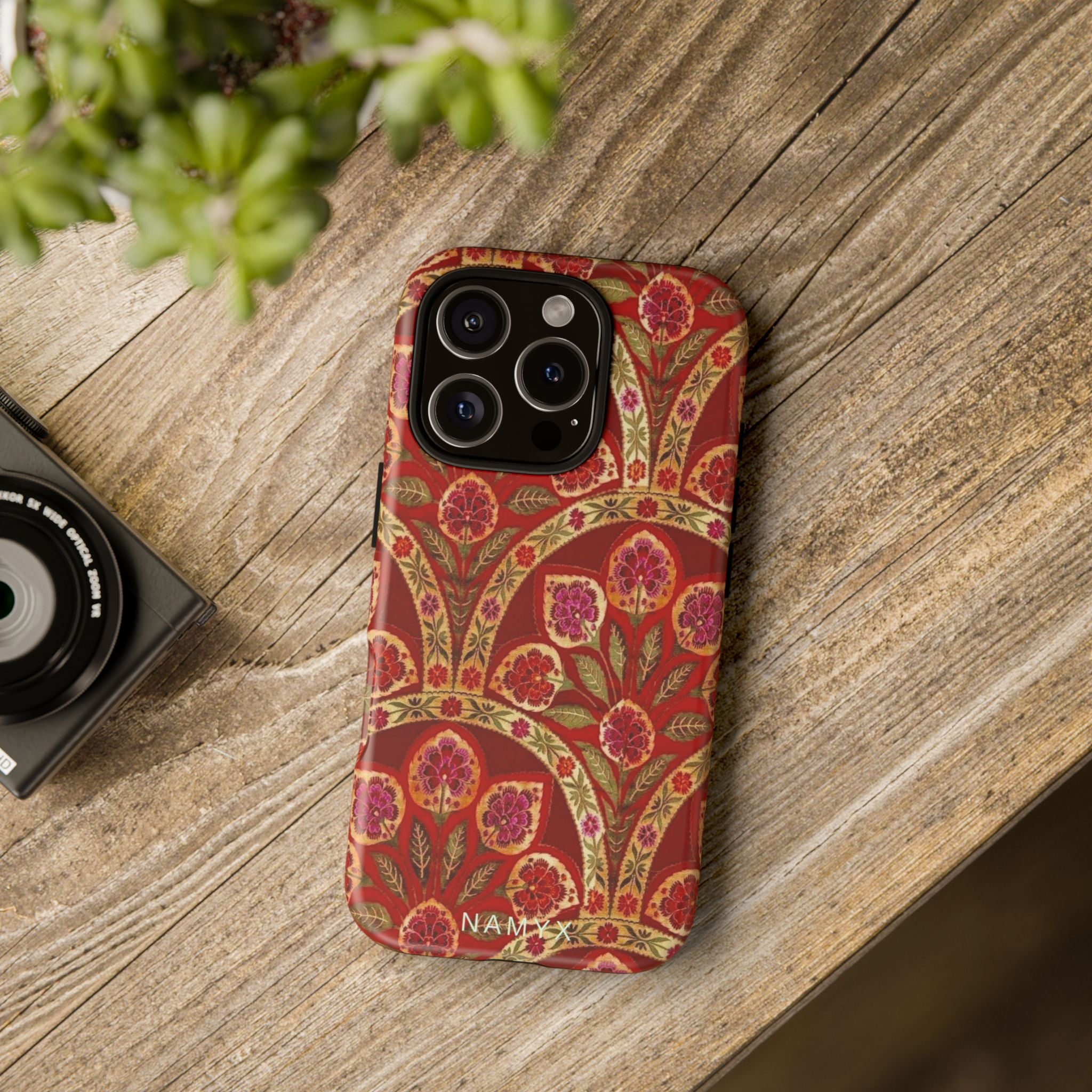 Floral Paisley Tough Phone Case — Red Gold Vintage Pattern