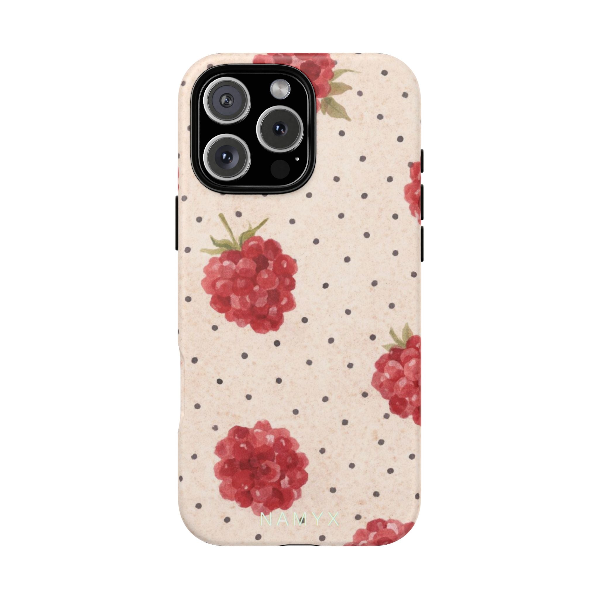 Raspberry Dotted Tough Phone Case — Vintage Floral Protective Cover