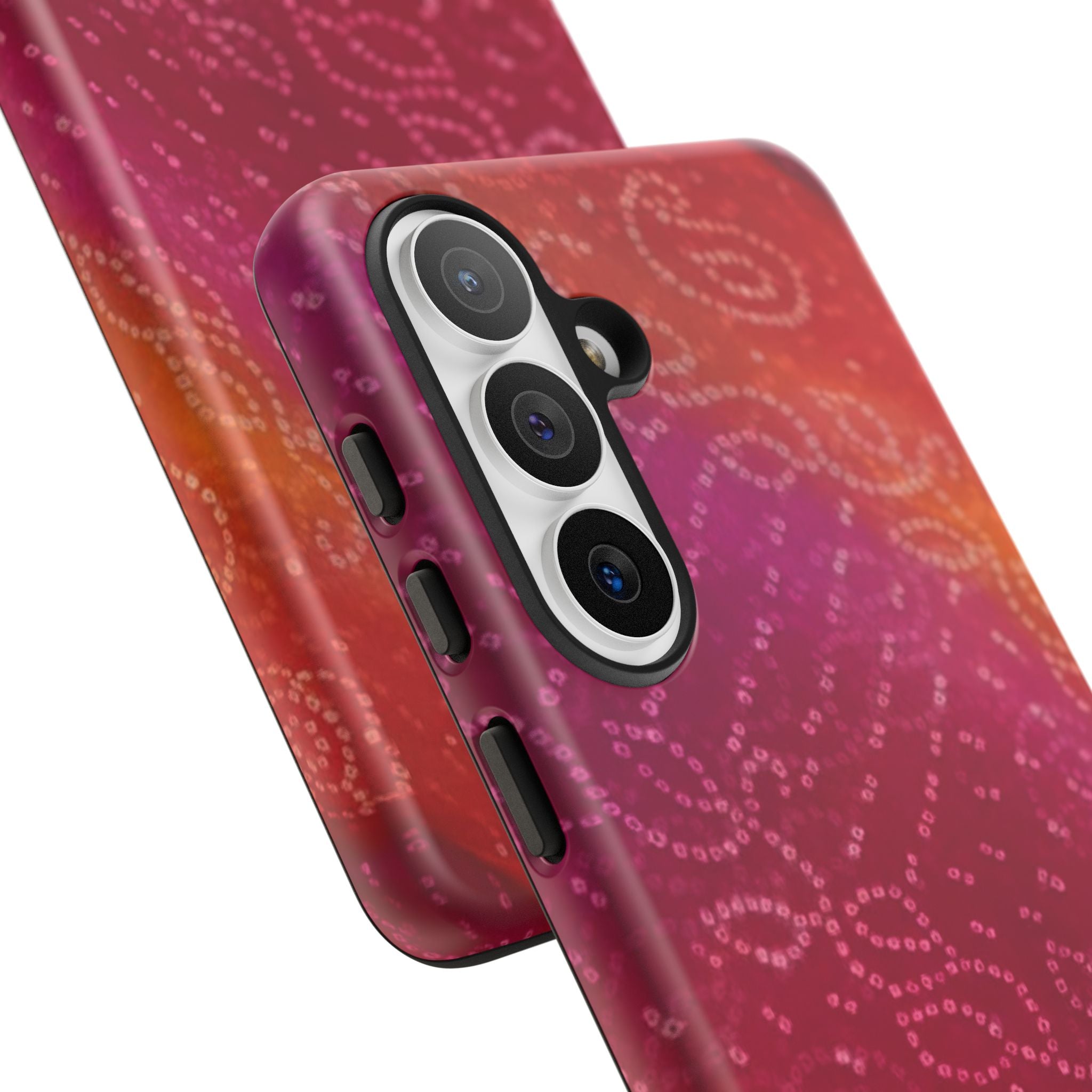 Floral Bandana Tough Case — Protective Phone Case with Pink Orange Paisley Design