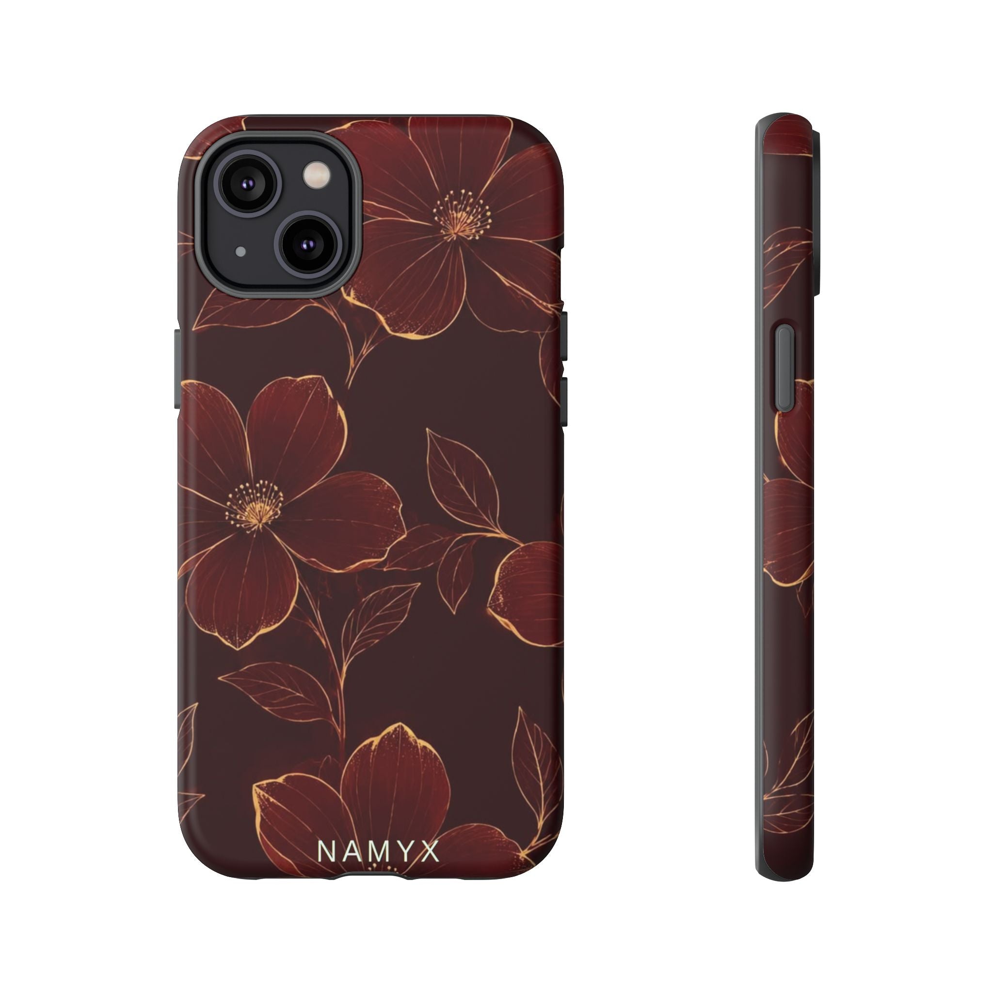 Floral Tough Case — Dark Red Botanical Phone Case