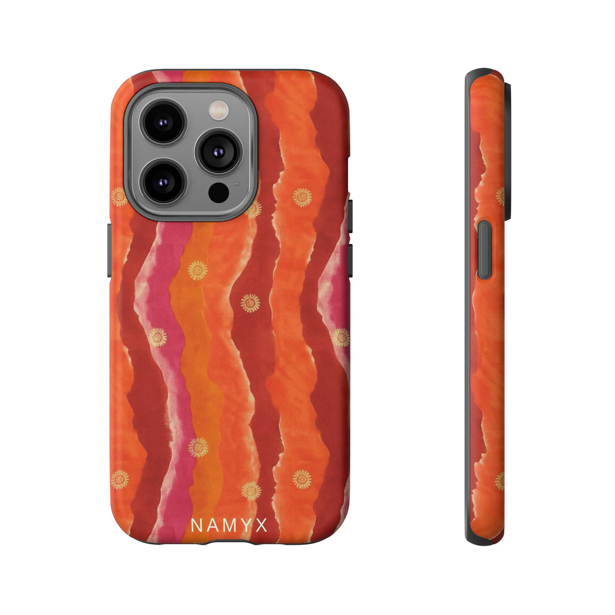 Abstract Red Waves Phone Case — Bold Orange & Pink Protective Tough Case
