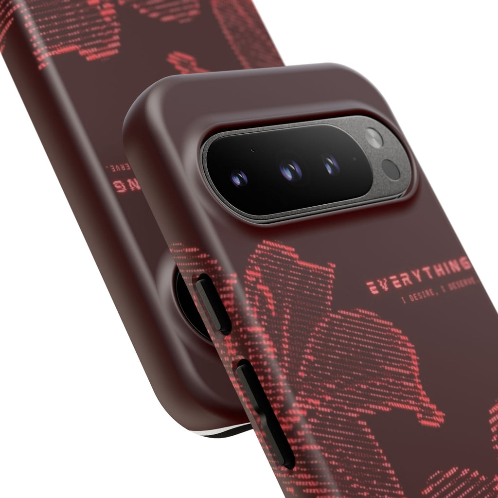 Floral Tough Phone Case — 'Everything' Burgundy Protective Cover