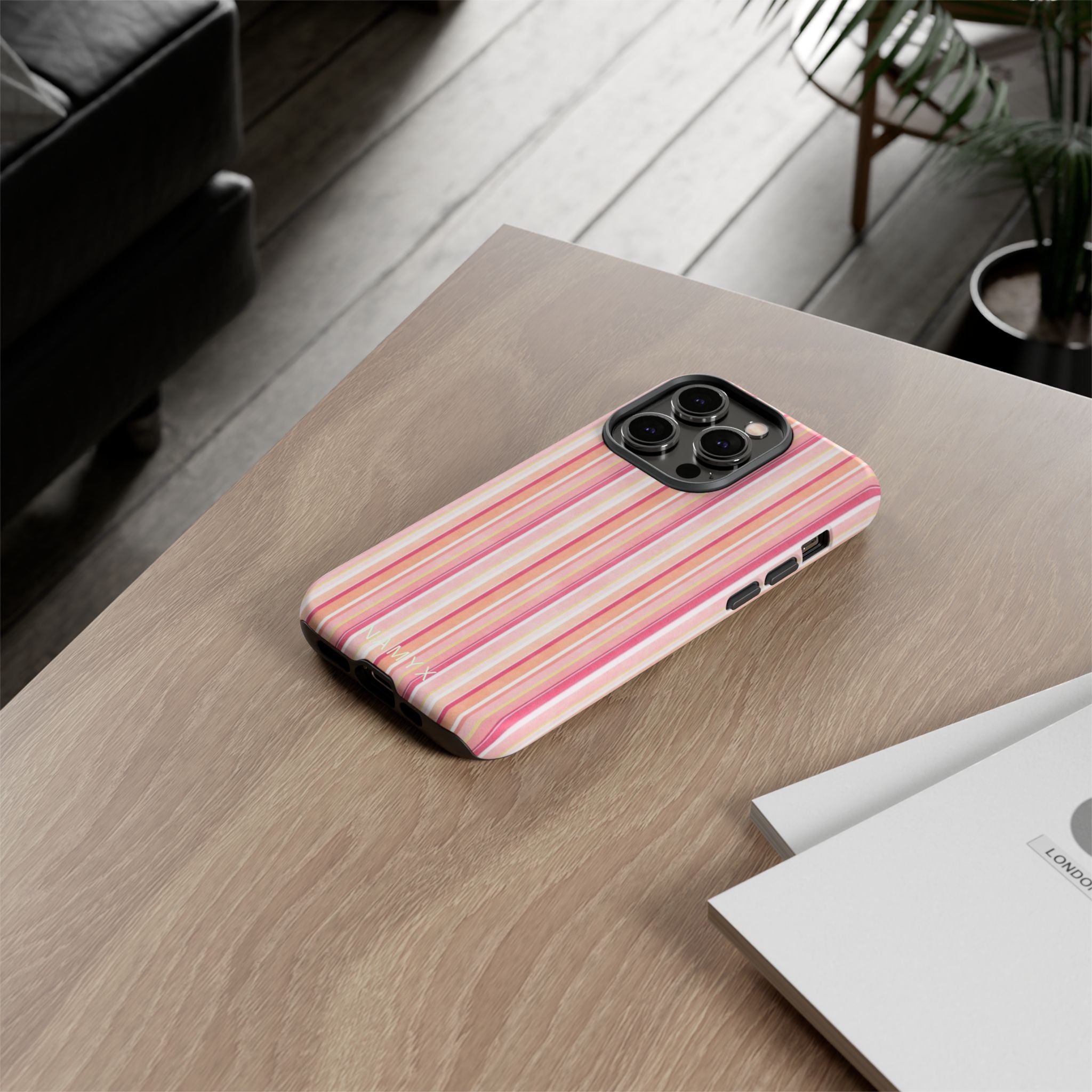 Pink Vintage Stripe Tough Phone Case