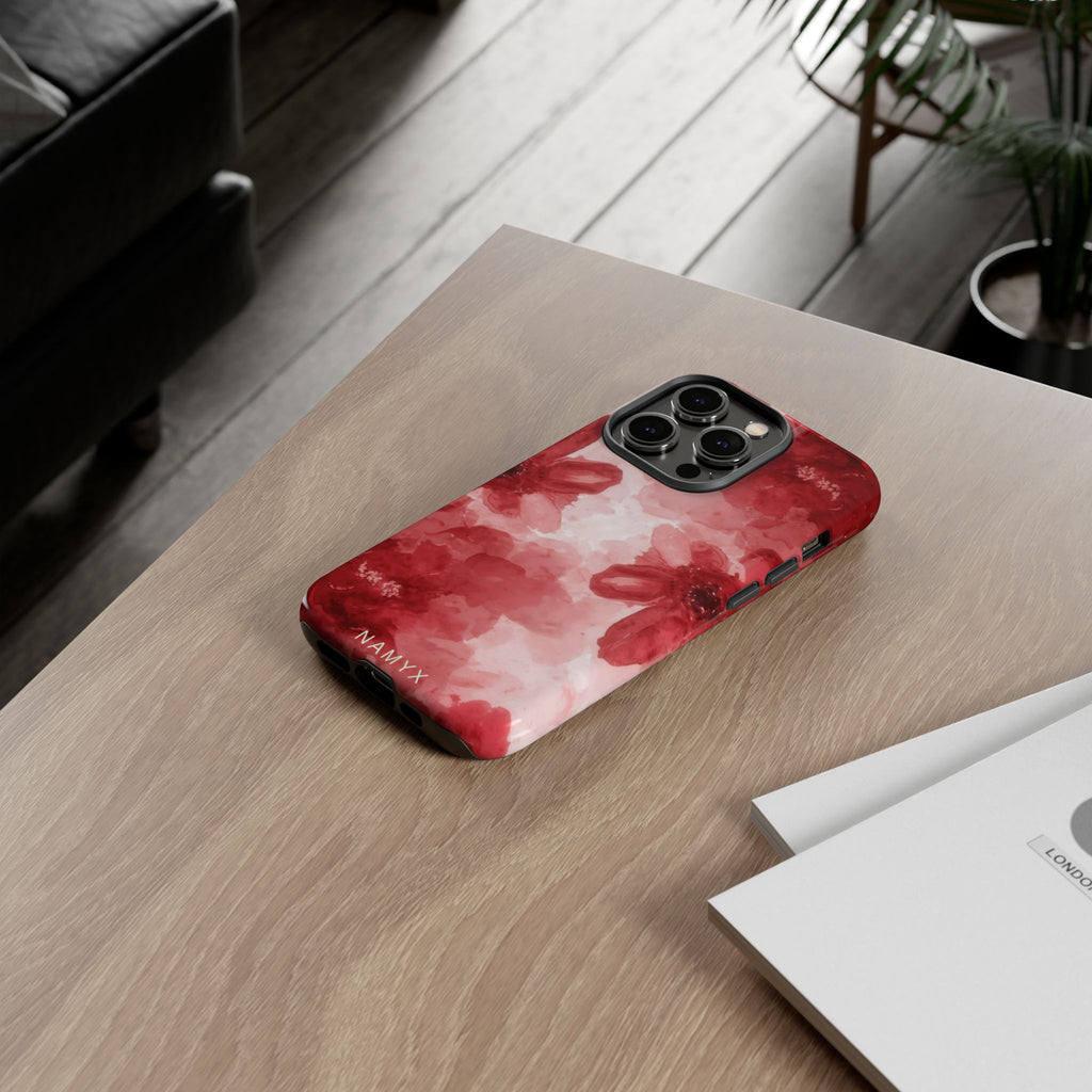 Floral Red Watercolor Tough Phone Case