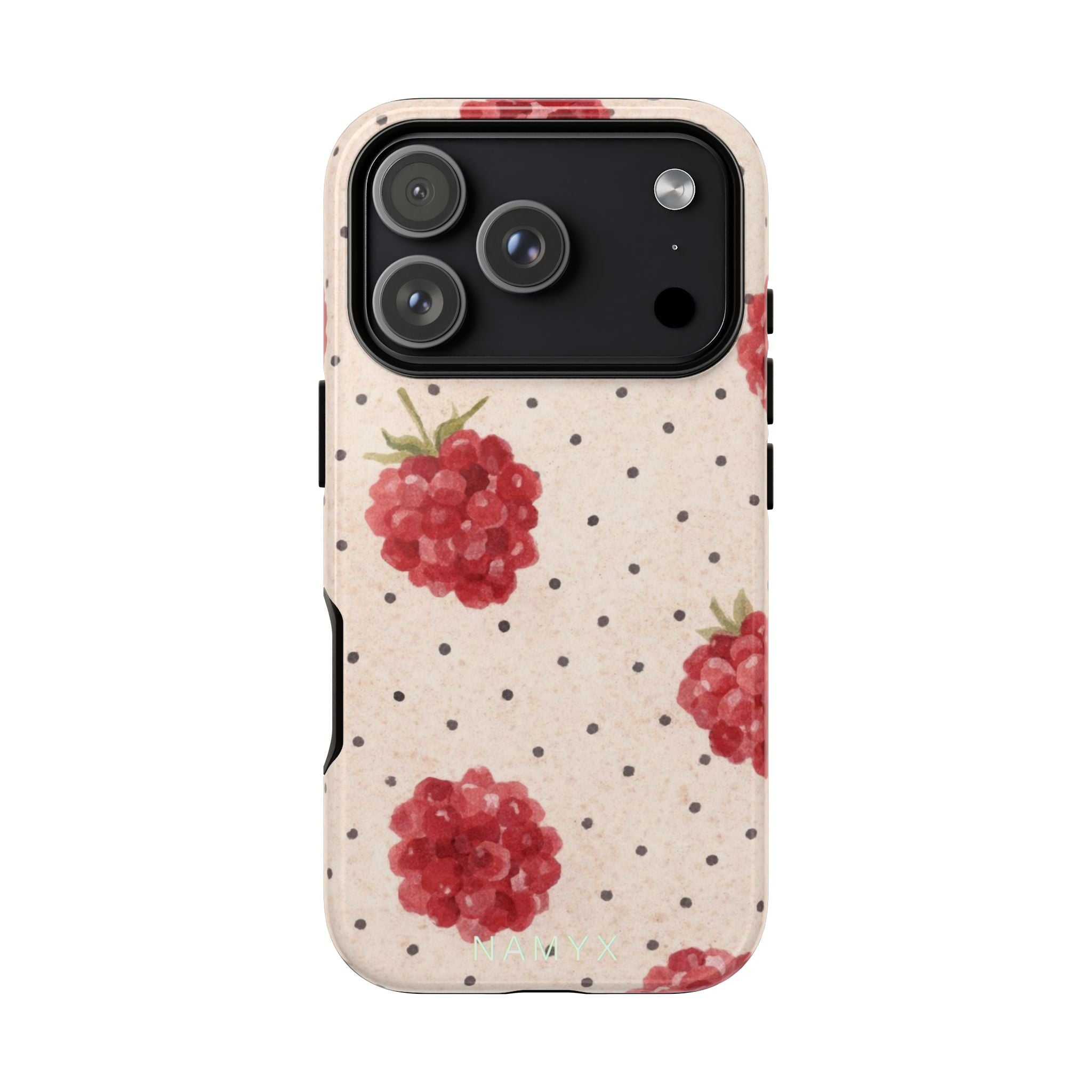 Raspberry Dotted Tough Phone Case — Vintage Floral Protective Cover