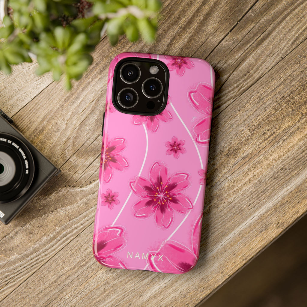 Pink Cherry Blossom Tough Phone Case — Floral Protective Cover