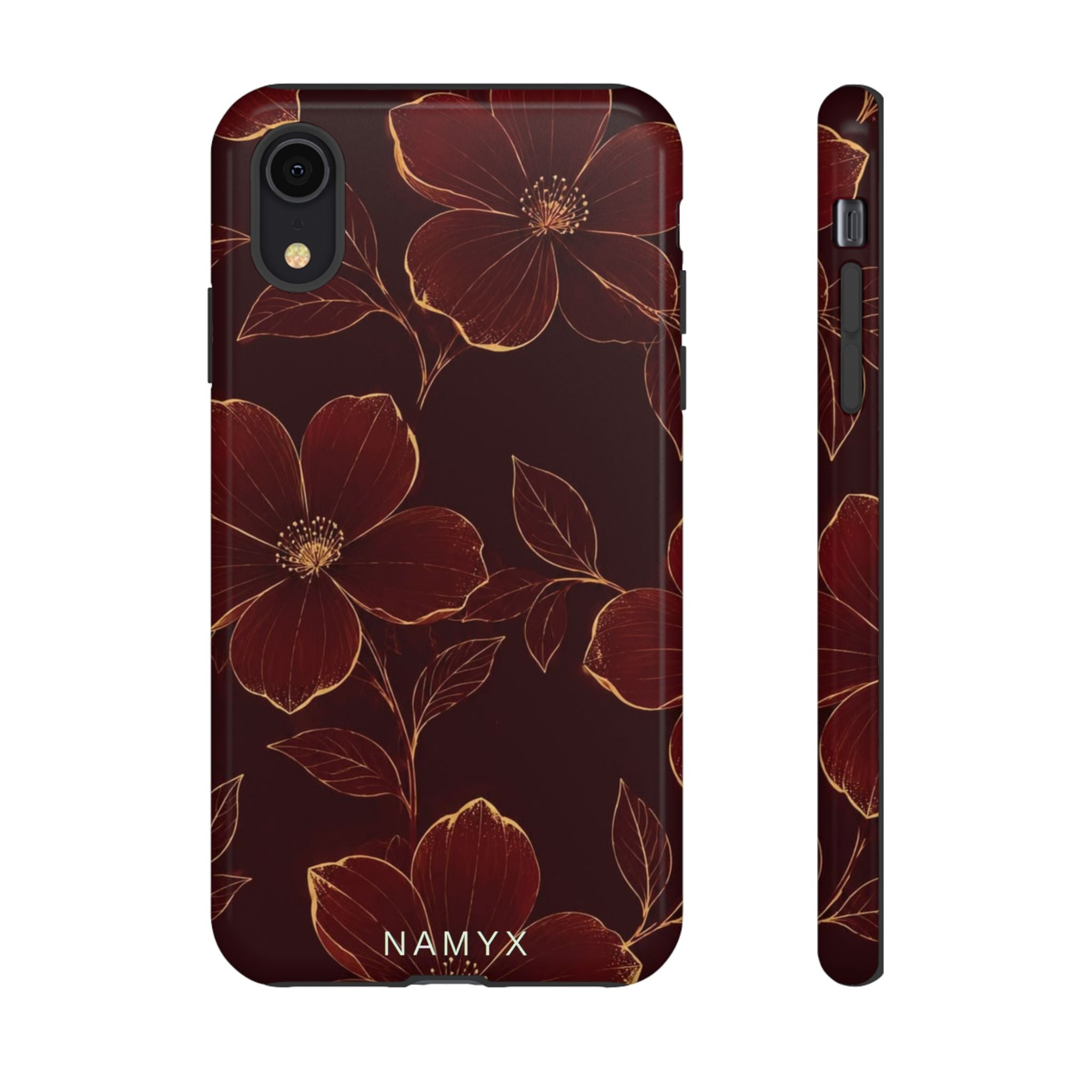 Floral Tough Case — Dark Red Botanical Phone Case
