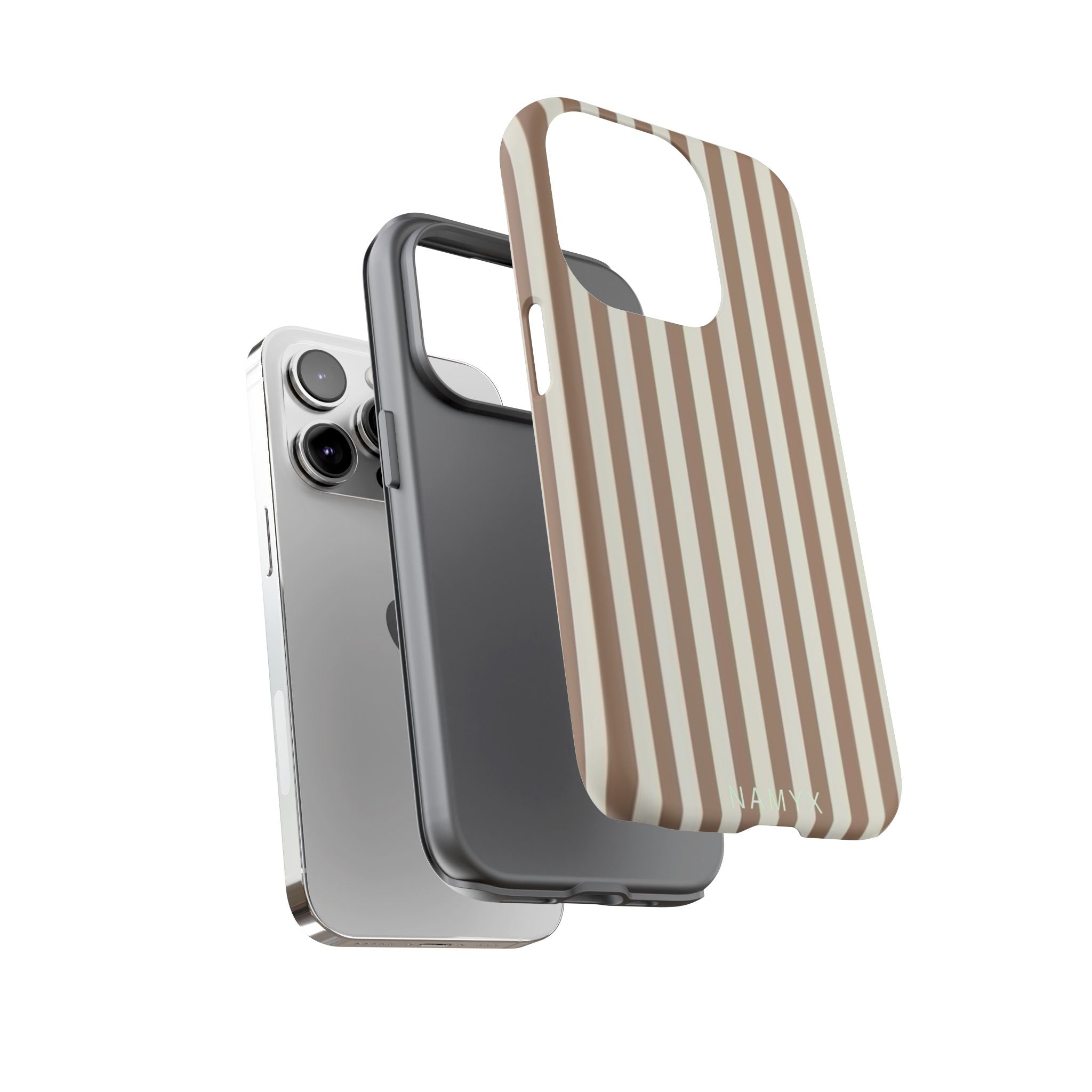 Striped Beige Phone Case — Classic Vertical Brown & Cream Stripe Tough Case