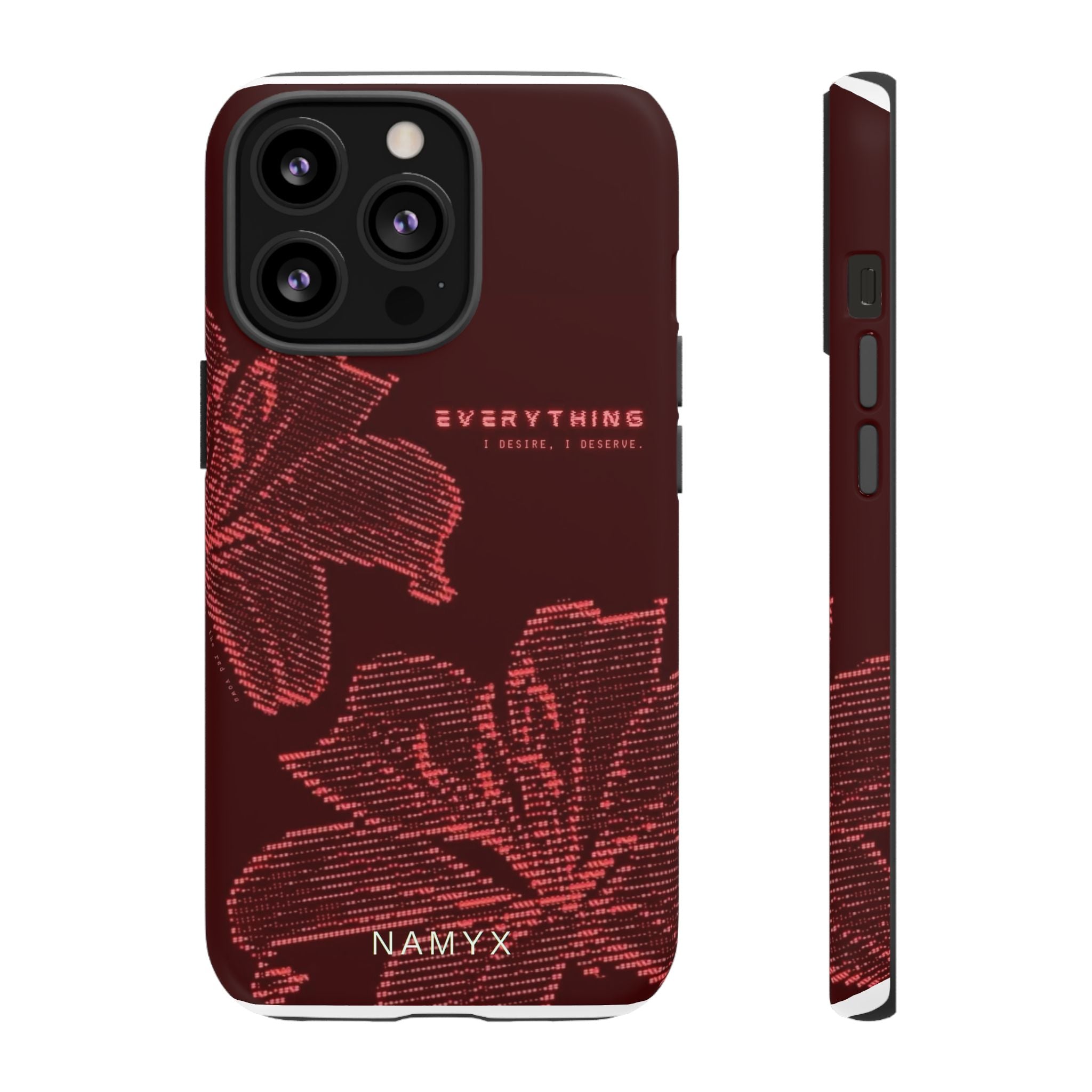 Floral Tough Phone Case — 'Everything' Burgundy Protective Cover