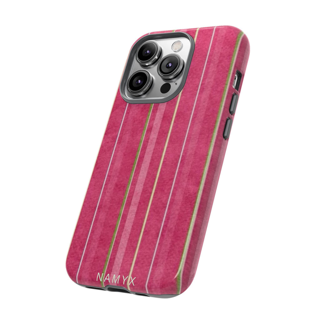 Pink Vertical Stripe Tough Phone Case — Durable Protective iPhone Cover with Subtle Vintage Stripes
