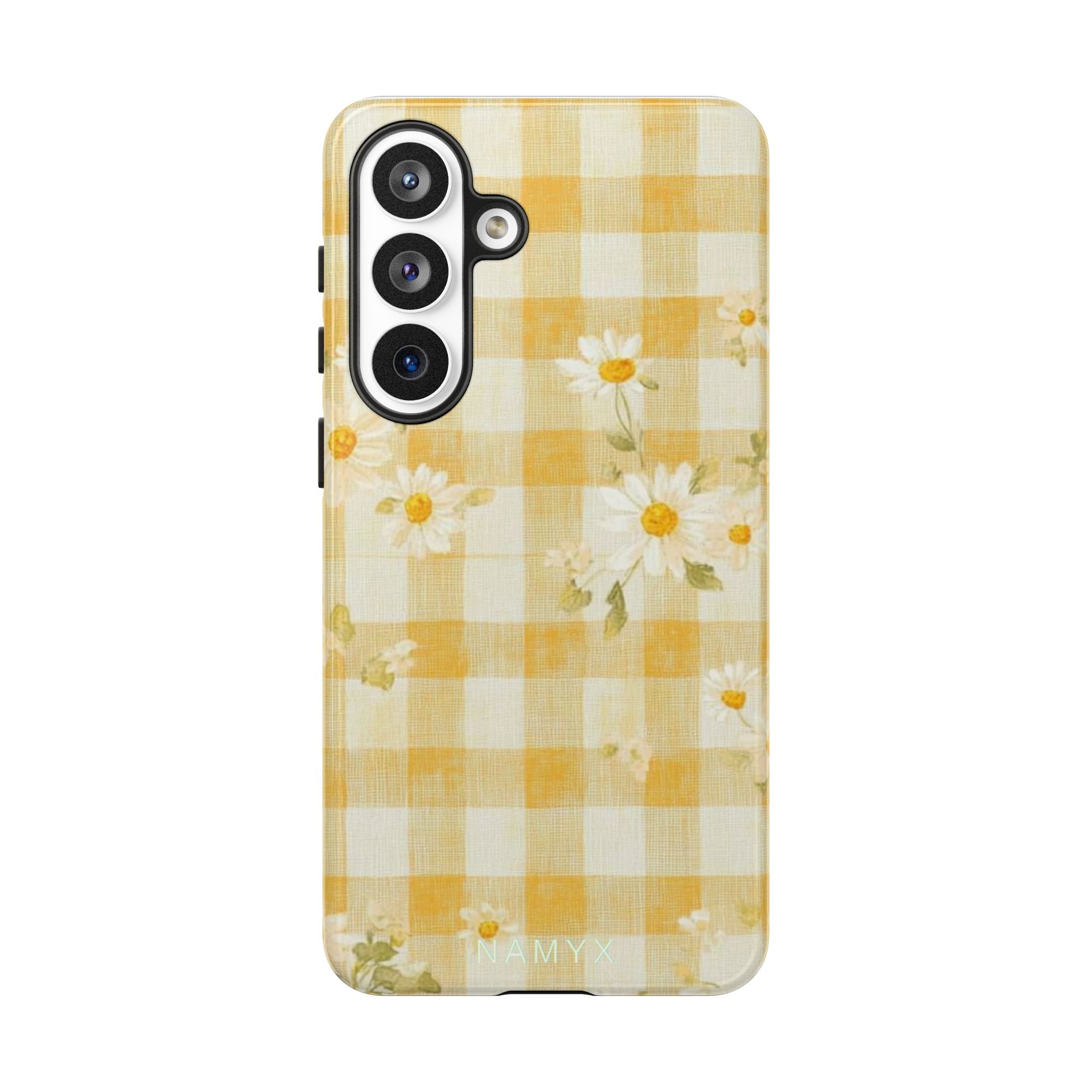 Daisy Gingham Tough Phone Case — Yellow Floral Protective Cover