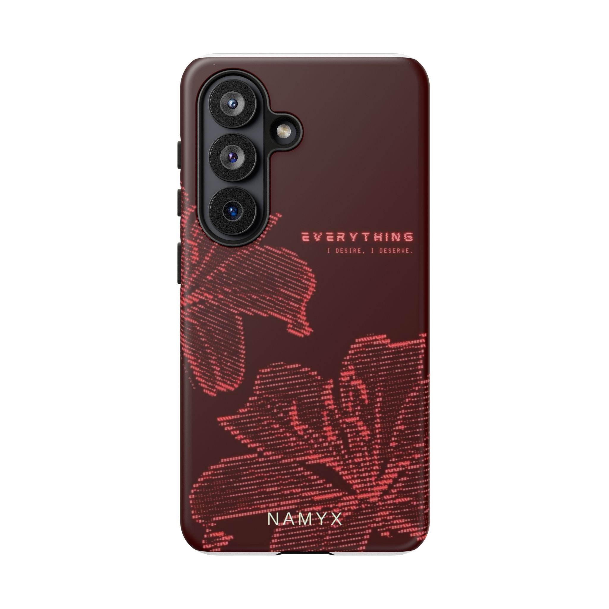Floral Tough Phone Case — 'Everything' Burgundy Protective Cover