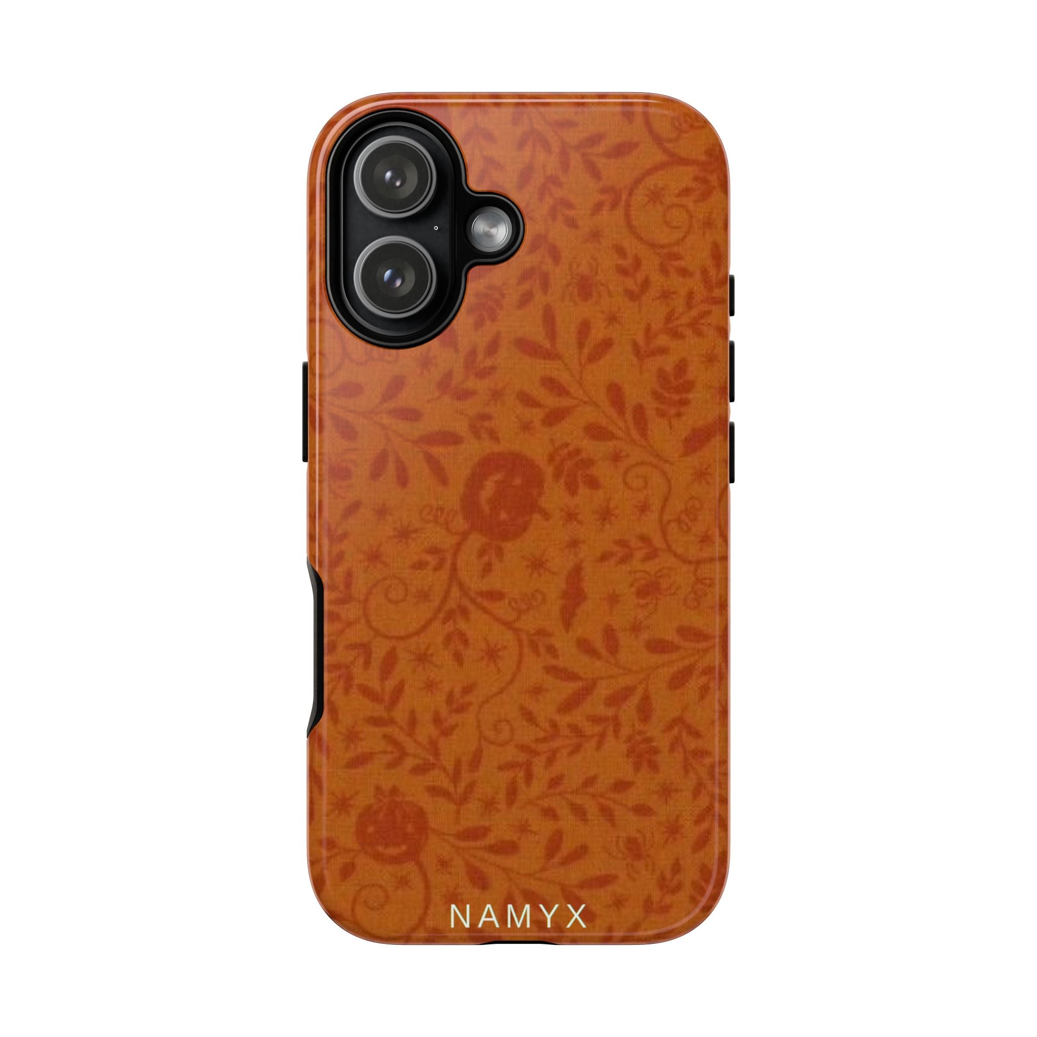 Floral Leather Phone Case — Rustic Orange Botanical Tough Case