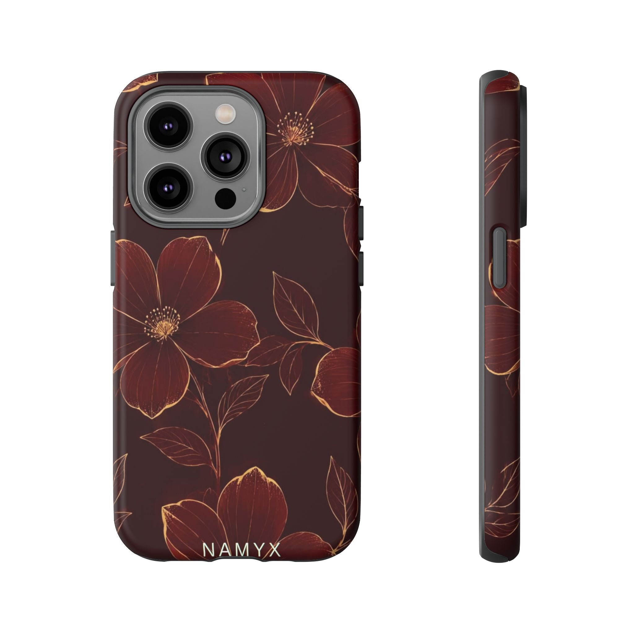 Floral Tough Case — Dark Red Botanical Phone Case