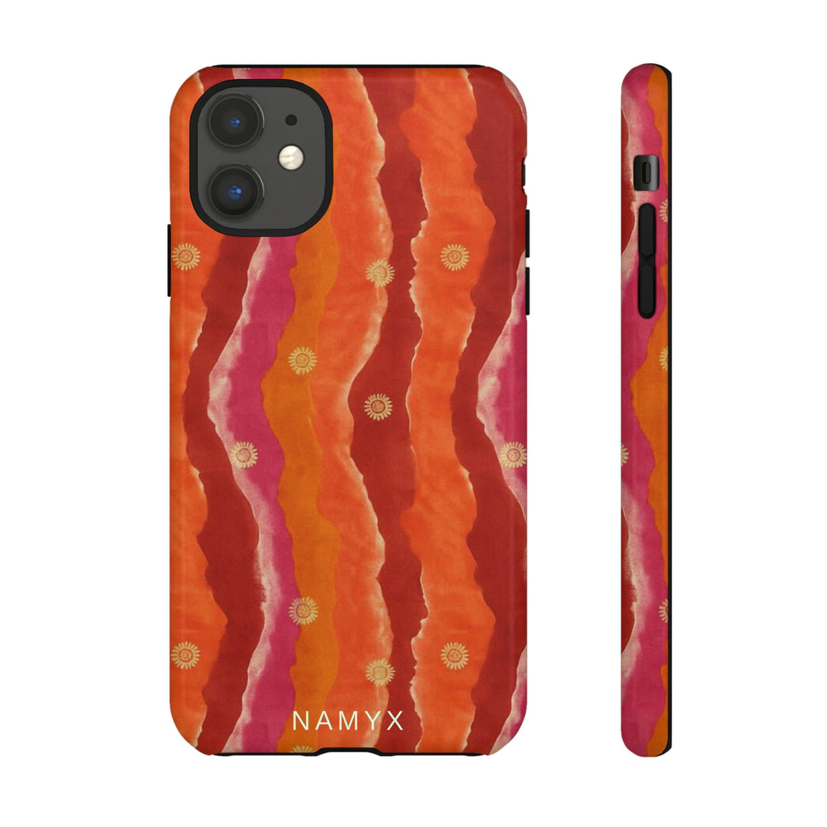 Abstract Red Waves Phone Case — Bold Orange & Pink Protective Tough Case