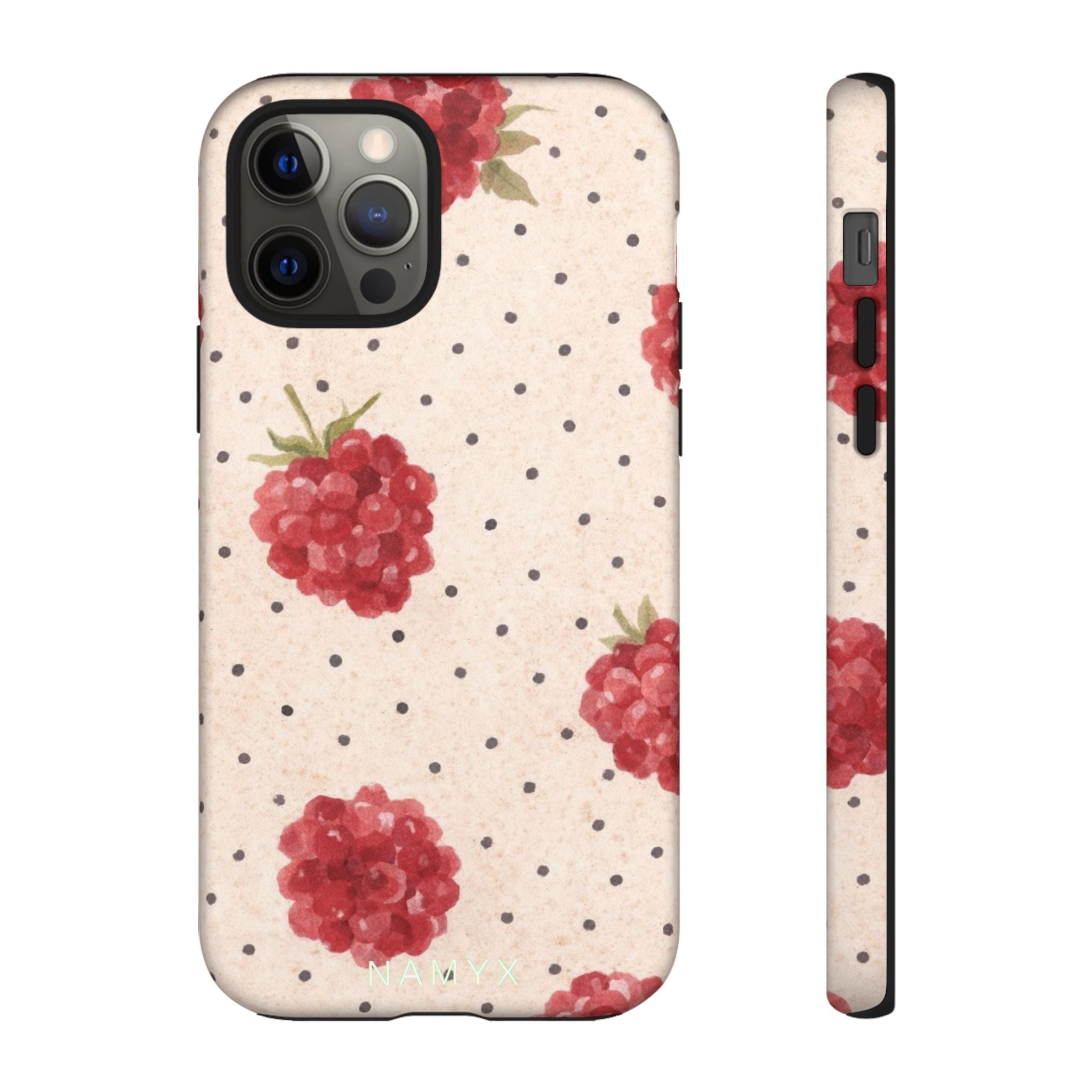 Raspberry Dotted Tough Phone Case — Vintage Floral Protective Cover