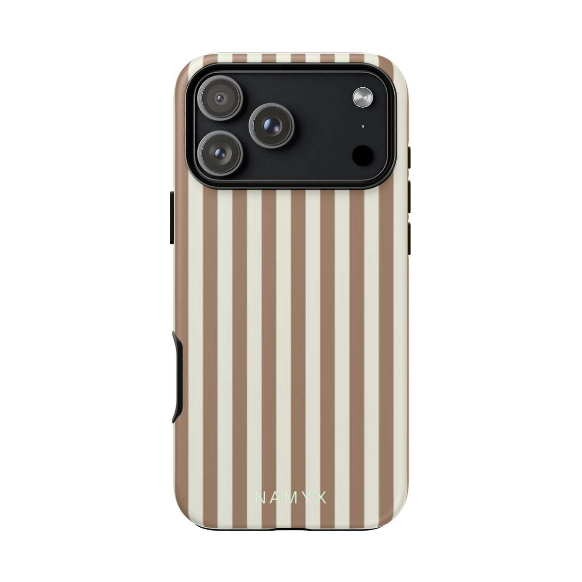 Striped Beige Phone Case — Classic Vertical Brown & Cream Stripe Tough Case