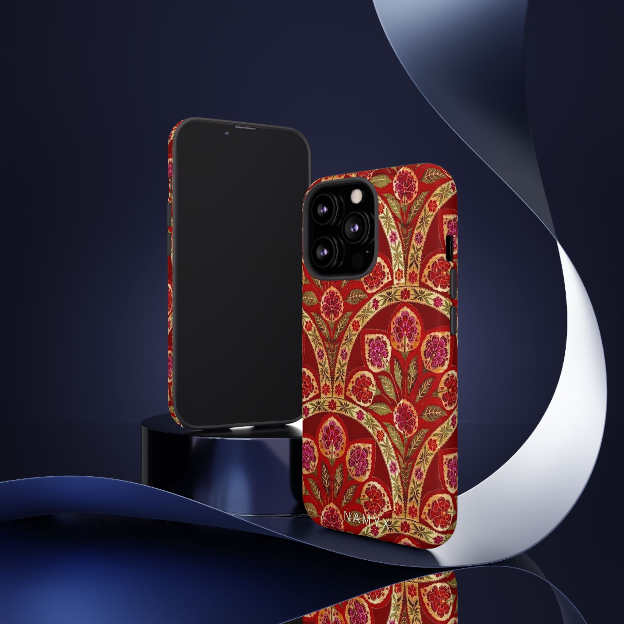 Floral Paisley Tough Phone Case — Red Gold Vintage Pattern