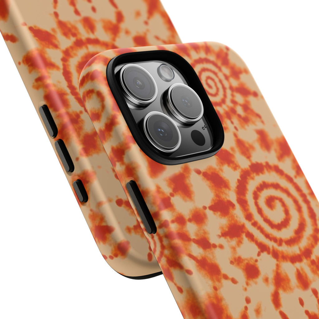 Tie-Dye Spiral Tough Phone Case — Orange Retro Protective Case
