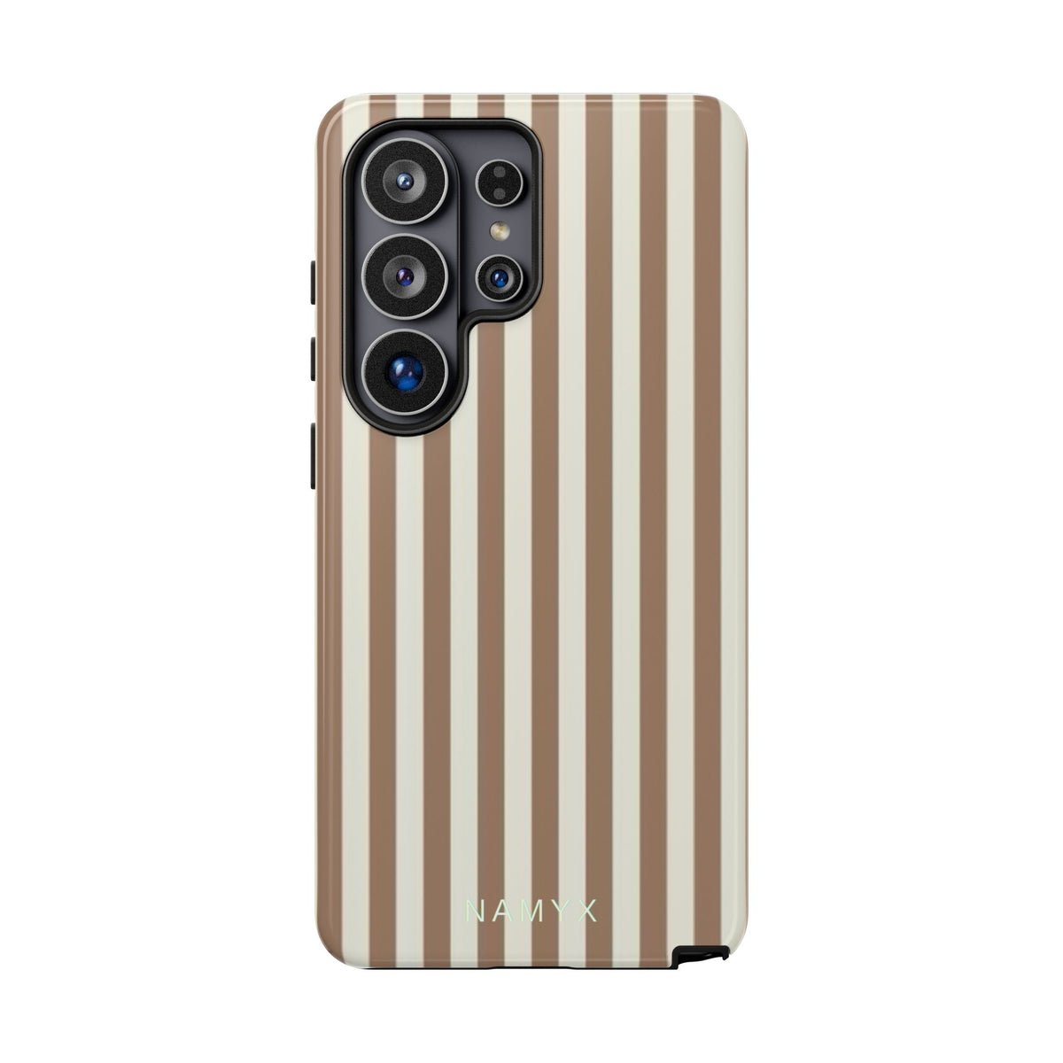 Striped Beige Phone Case — Classic Vertical Brown & Cream Stripe Tough Case