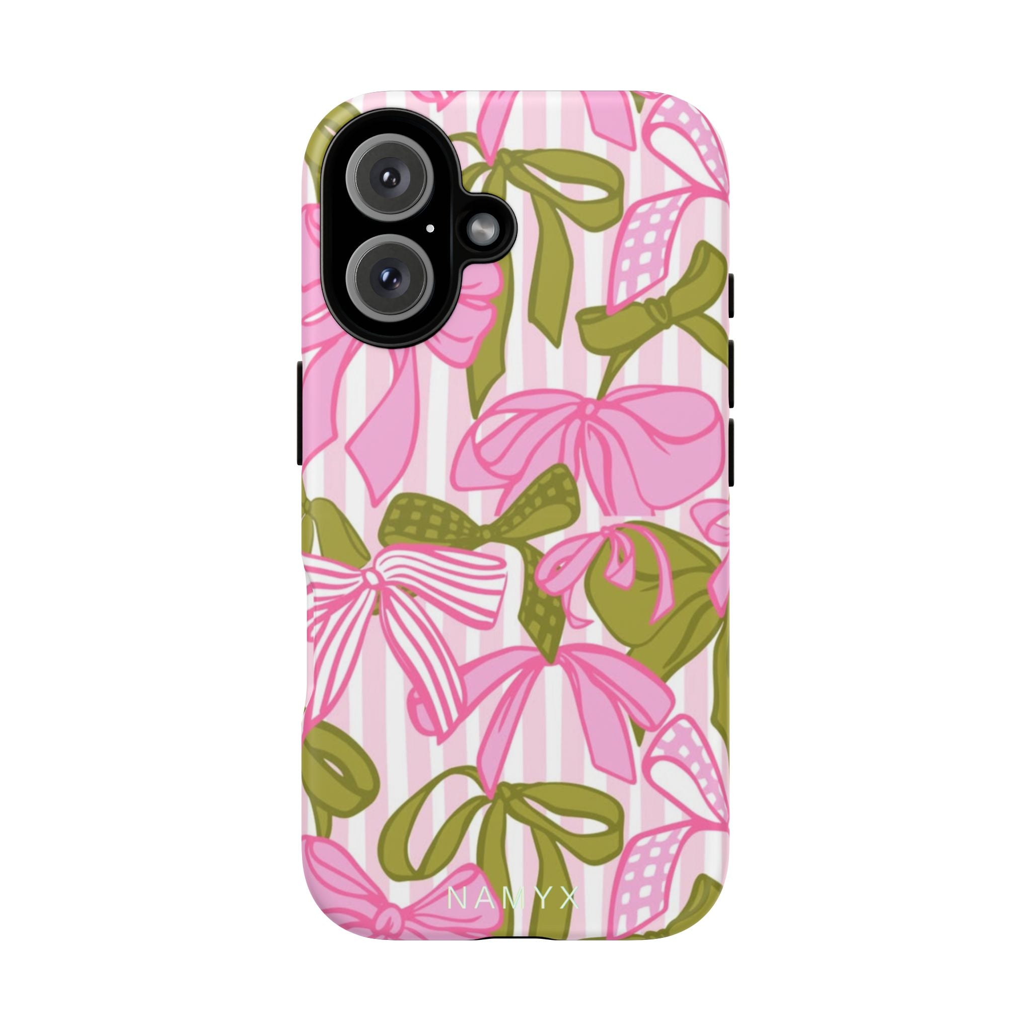 Bow Pattern Tough Case - Pink & Olive Floral Phone Cover