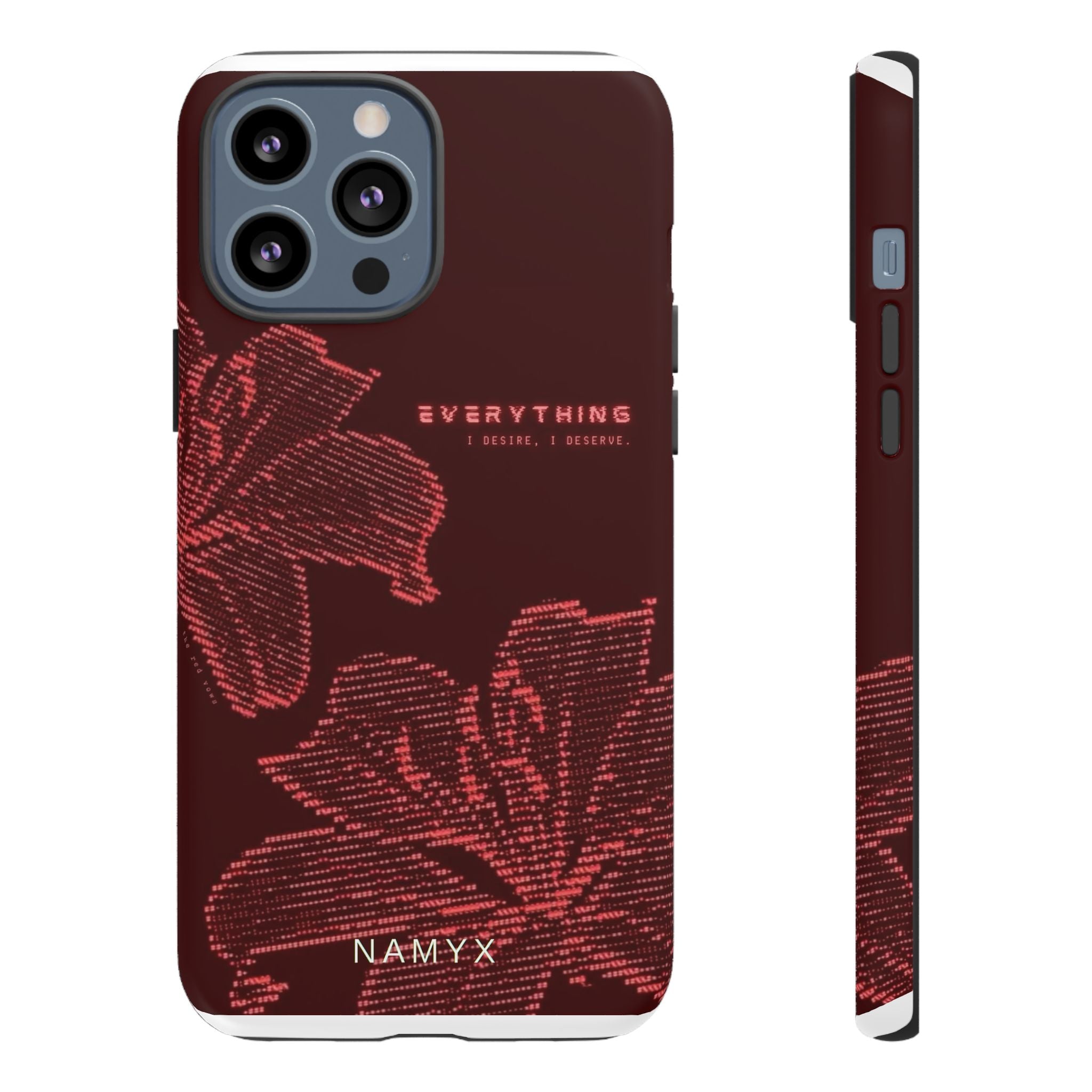 Floral Tough Phone Case — 'Everything' Burgundy Protective Cover