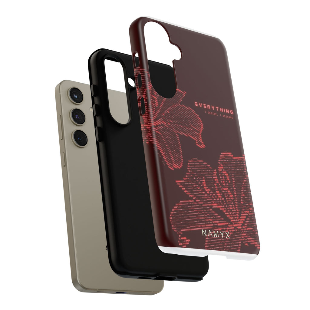 Floral Tough Phone Case — 'Everything' Burgundy Protective Cover