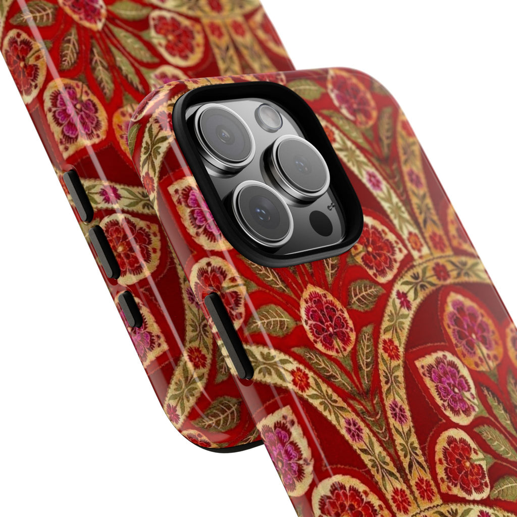 Floral Paisley Tough Phone Case — Red Gold Vintage Pattern