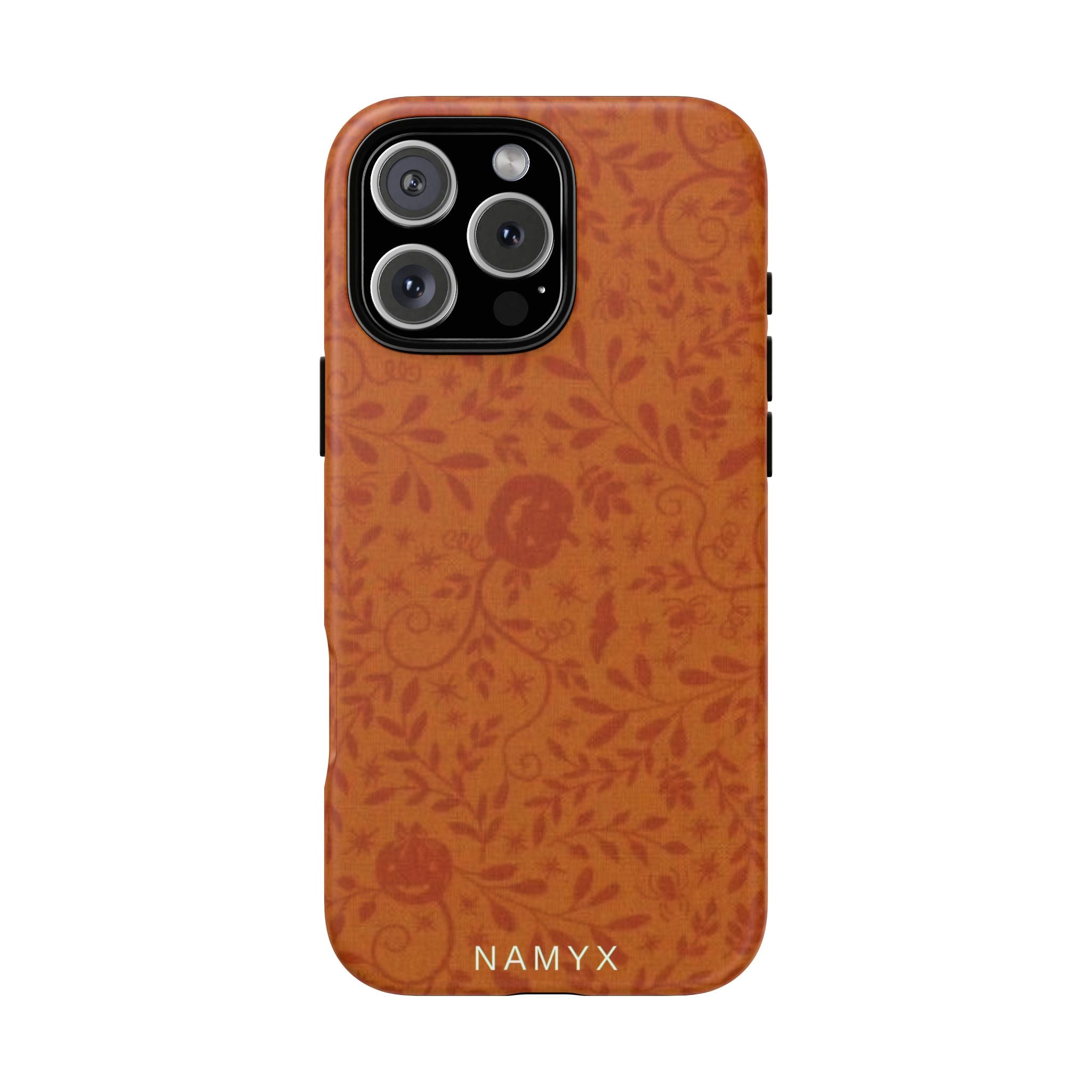 Floral Leather Phone Case — Rustic Orange Botanical Tough Case