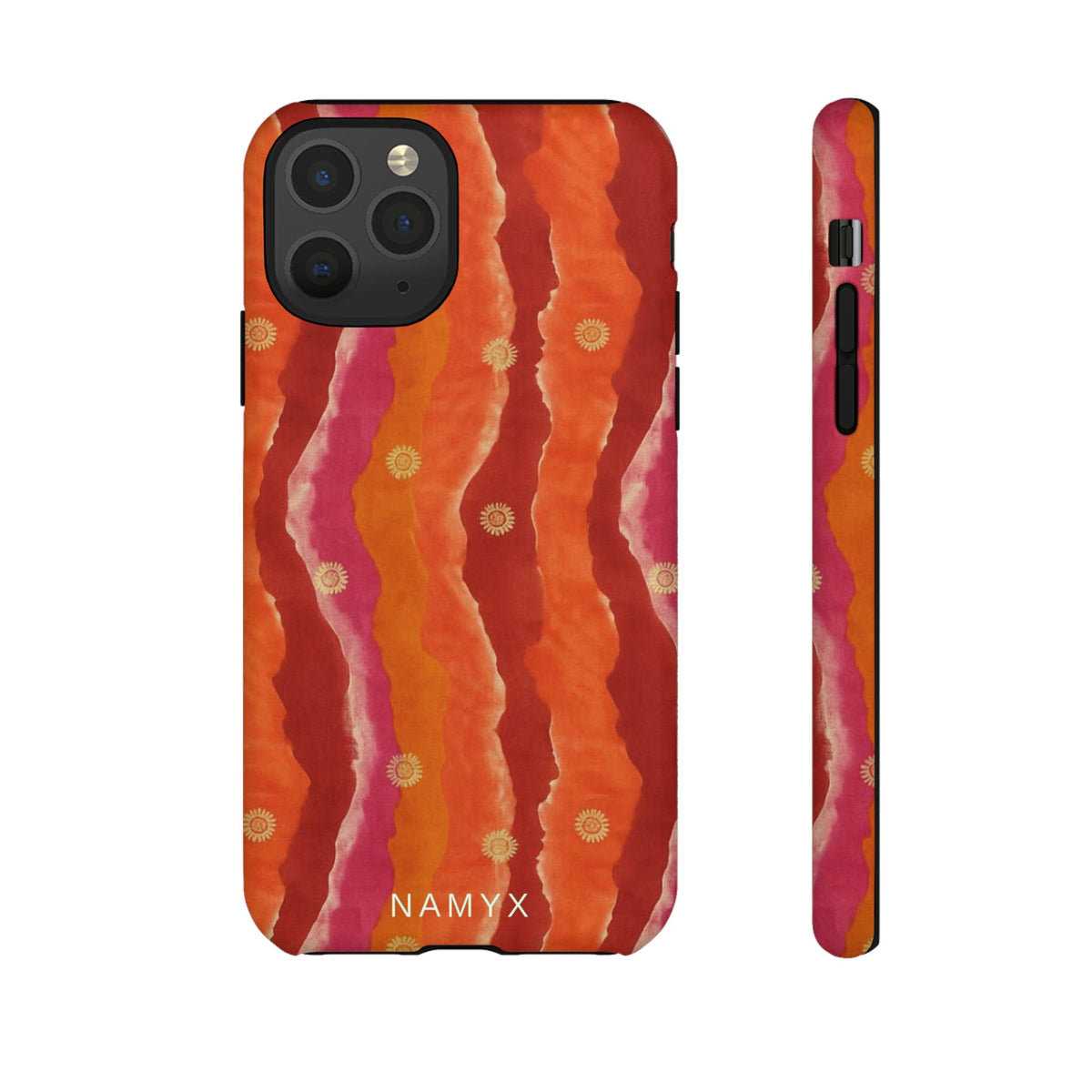 Abstract Red Waves Phone Case — Bold Orange & Pink Protective Tough Case