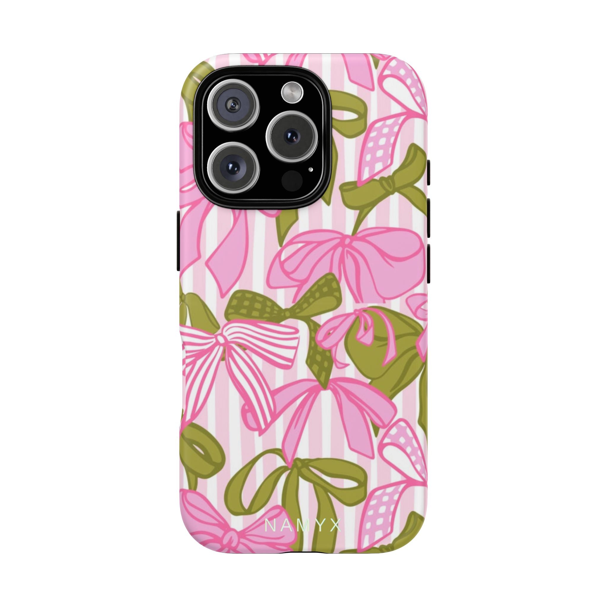 Bow Pattern Tough Case - Pink & Olive Floral Phone Cover