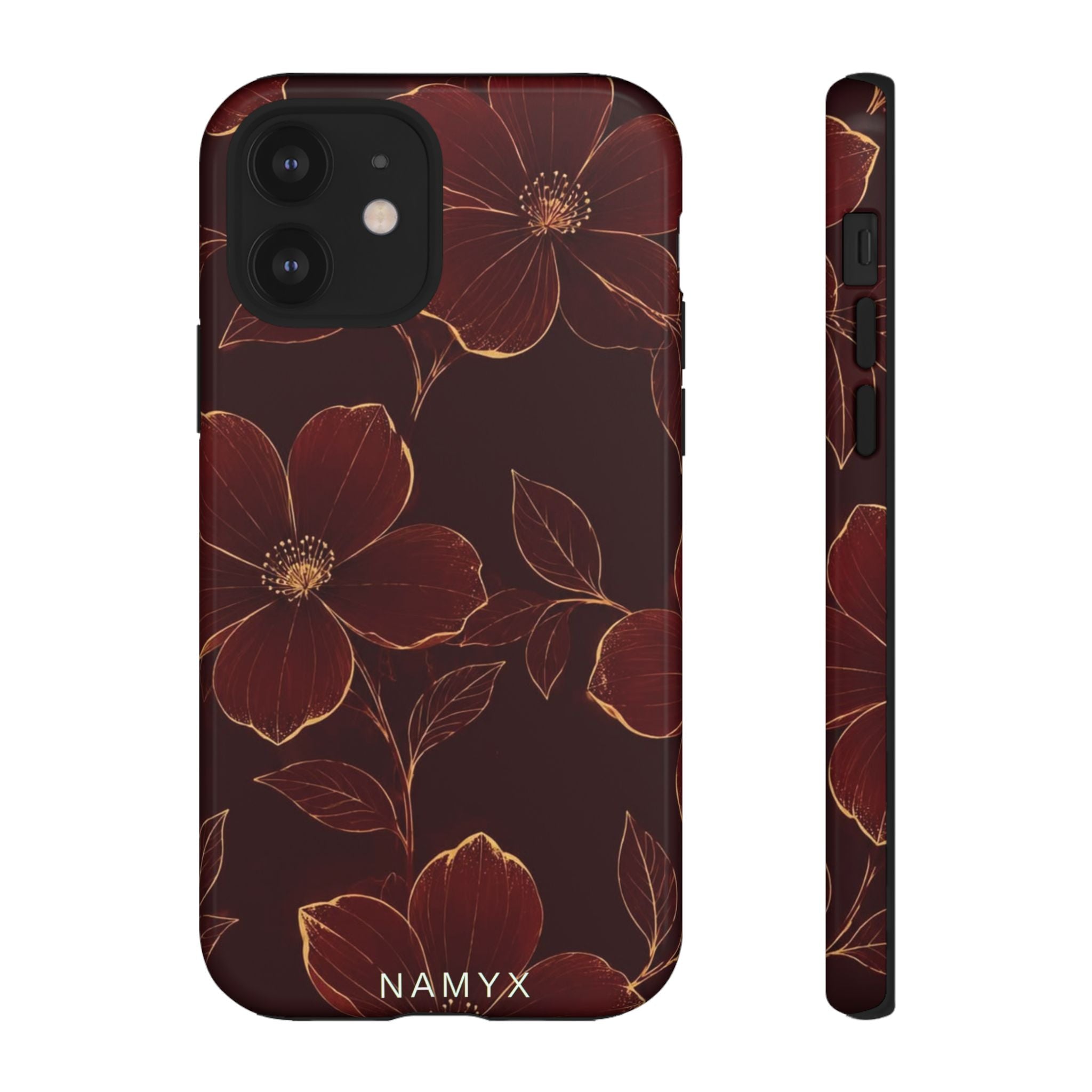 Floral Tough Case — Dark Red Botanical Phone Case