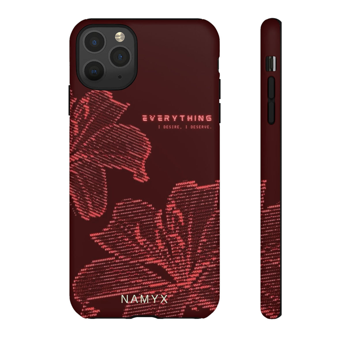 Floral Tough Phone Case — 'Everything' Burgundy Protective Cover