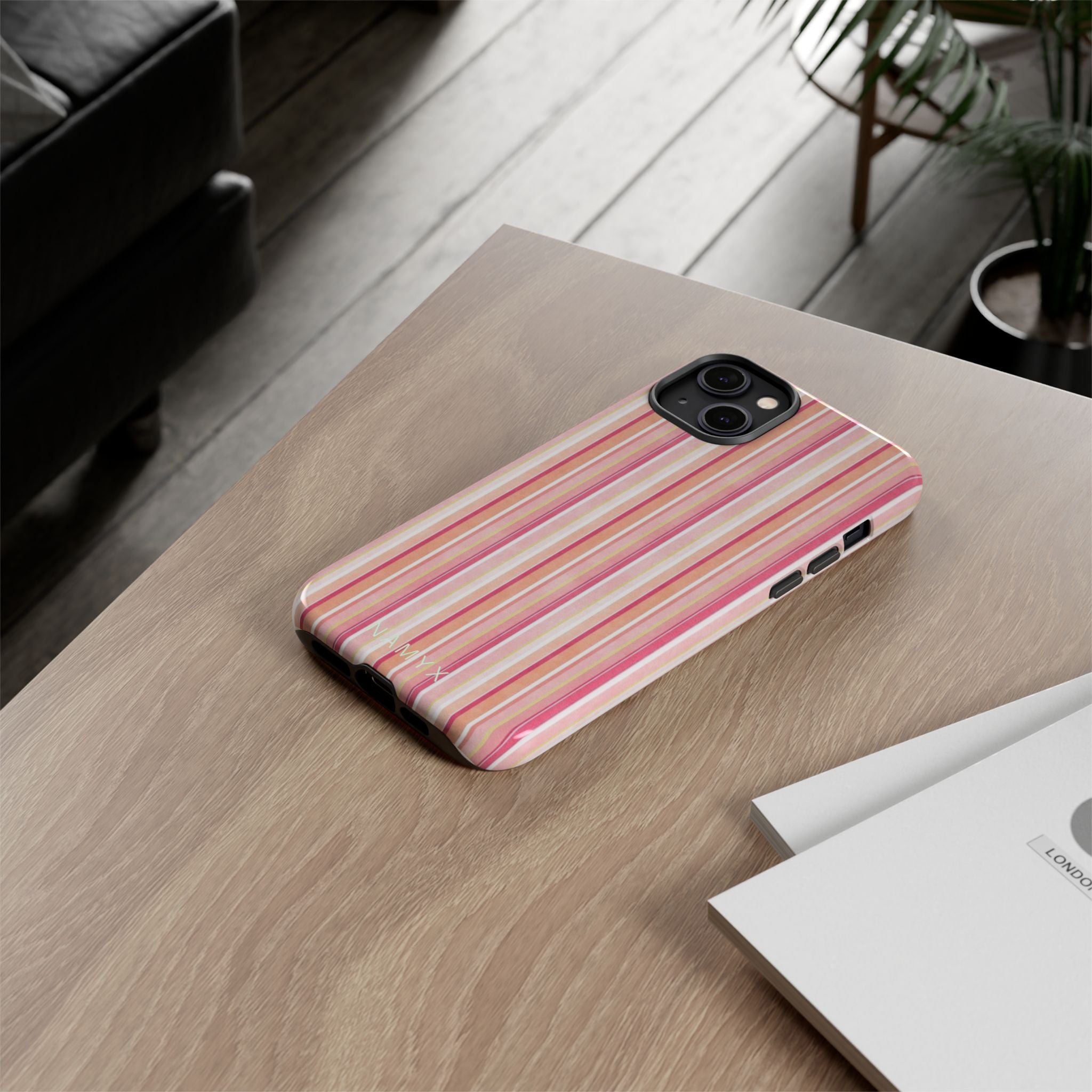 Pink Vintage Stripe Tough Phone Case