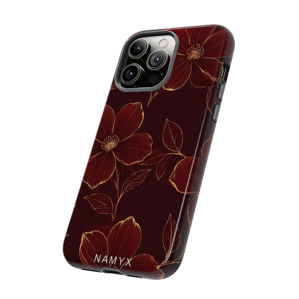 Floral Tough Case — Dark Red Botanical Phone Case