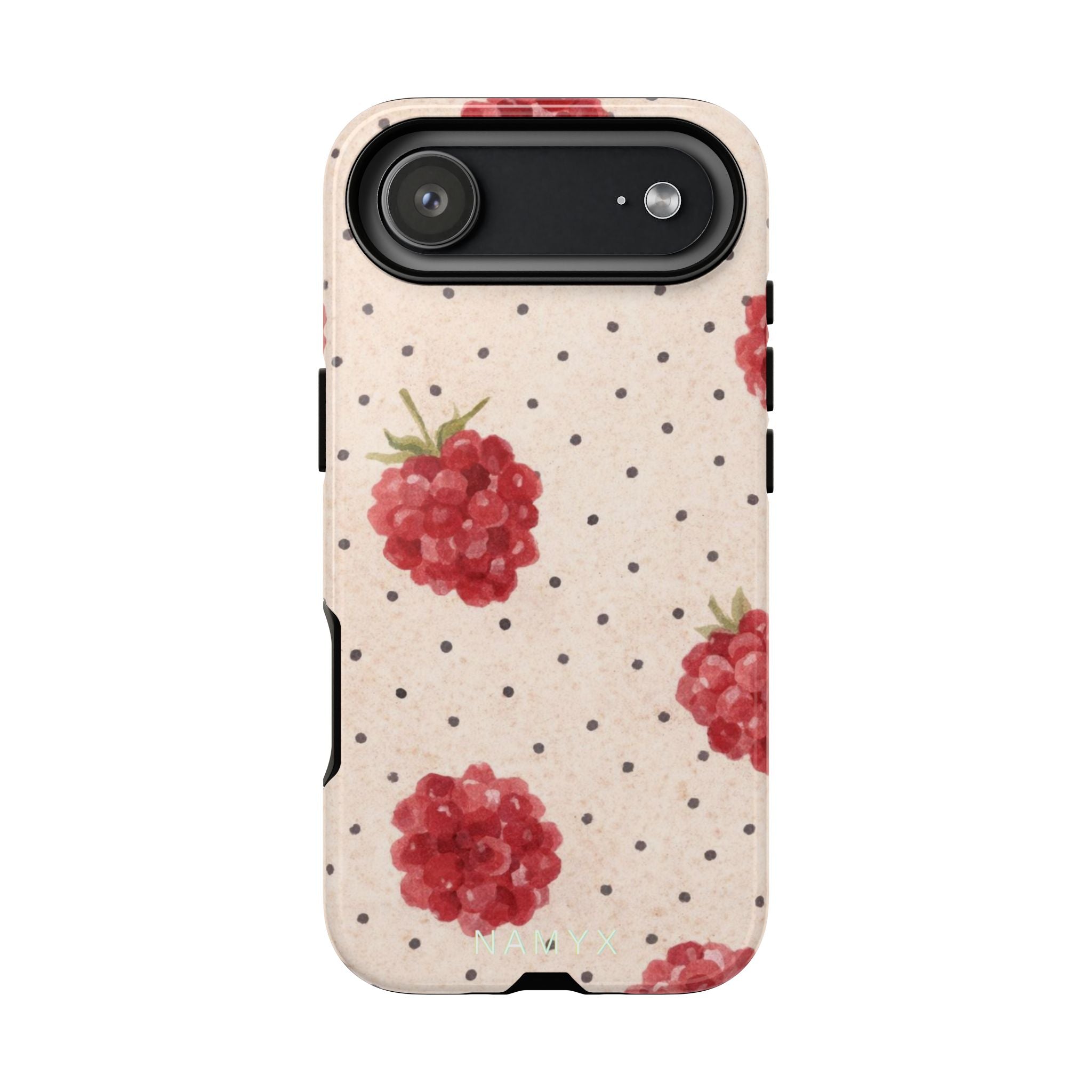 Raspberry Dotted Tough Phone Case — Vintage Floral Protective Cover