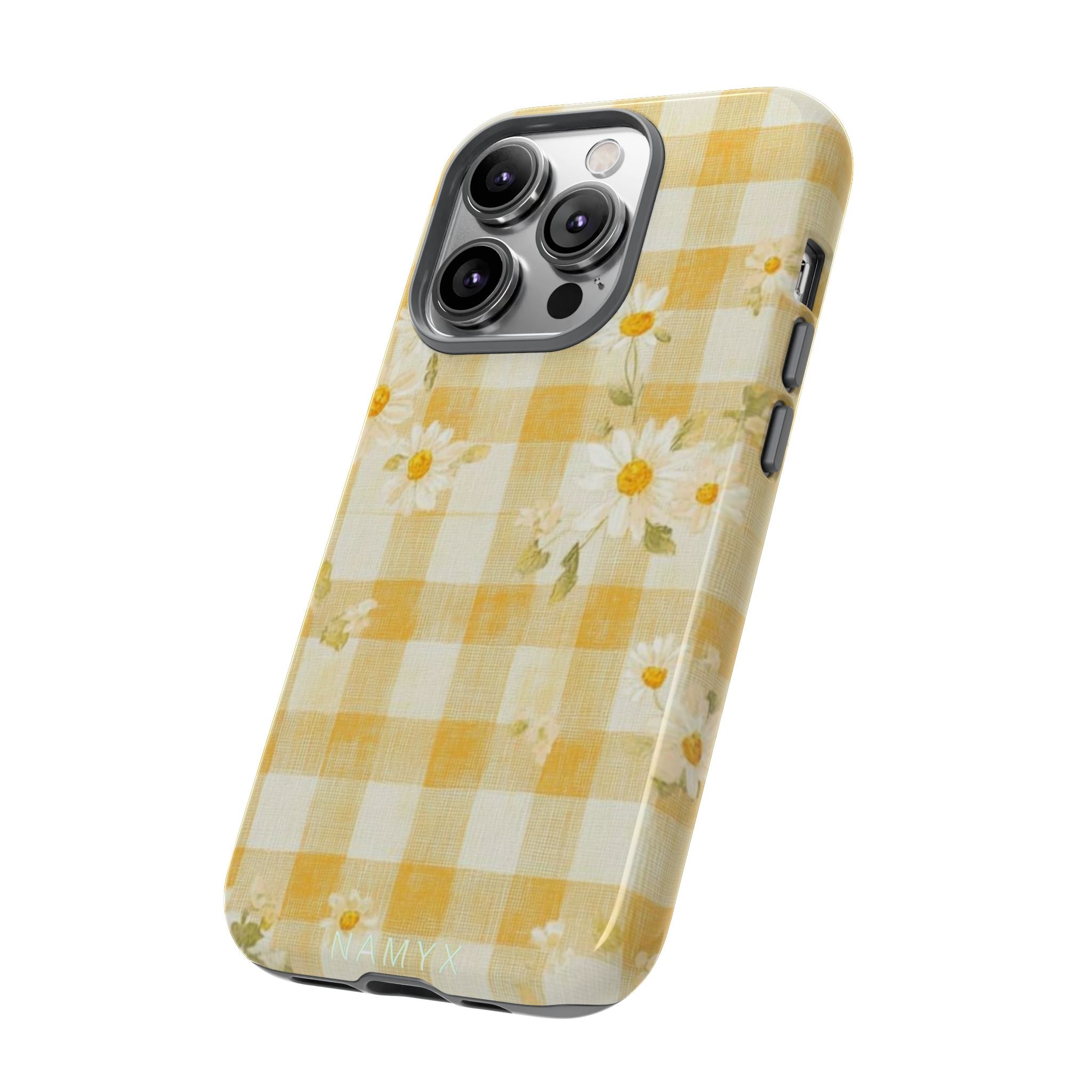 Daisy Gingham Tough Phone Case — Yellow Floral Protective Cover